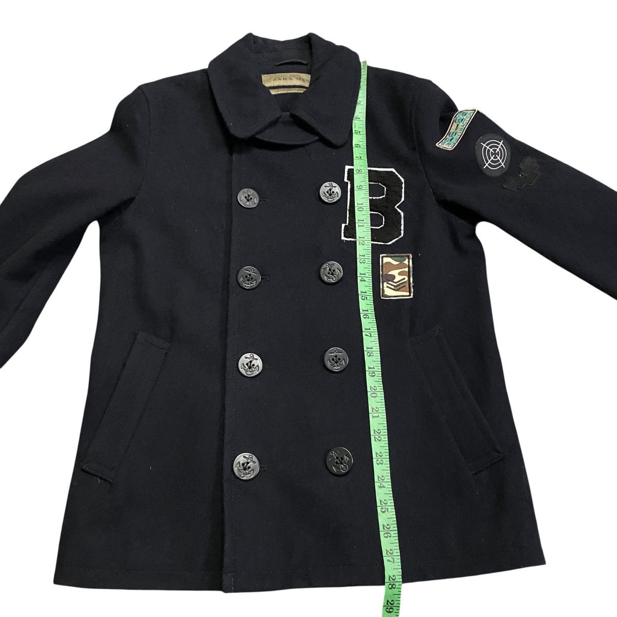 Other × Zara ZARA MAN Wool Heavy Peacoat With Patches S Size Size US S / EU 44-46 / 1 - 12 Thumbnail