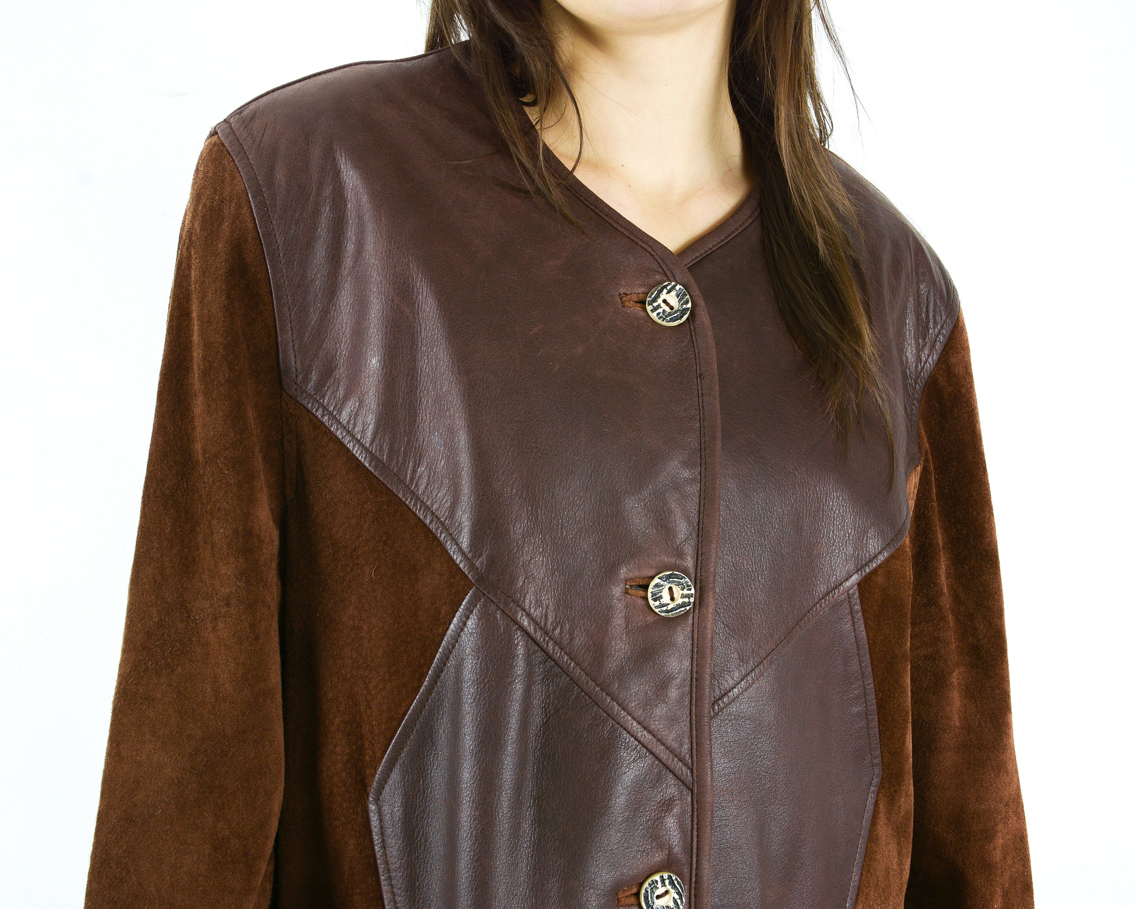 Genuine Leather × Vintage Country World Suede Leather Jacket Button Up Blazer Coat Size L / US 10 / IT 46 - 7 Thumbnail