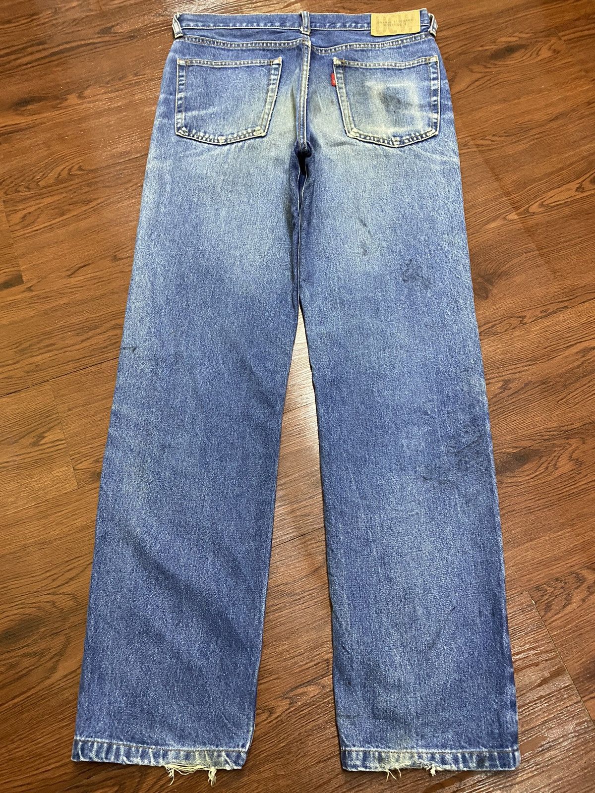 Warehouse Vintage Unique Clothing Blue Wash Distressed Loose Jeans Size US 32 / EU 48 - 2 Thumbnail