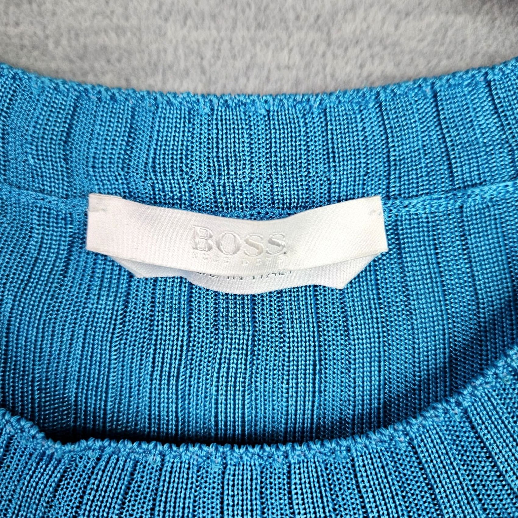 Hugo Boss HUGO BOSS Women Ribbed Sweater Size M Blue Long Sleeve Stretch Knit Slim Fit Pullover Knitted Knit Crew Neck All Seasons Modern Women Size M / US 6-8 / IT 42-44 - 7 Thumbnail