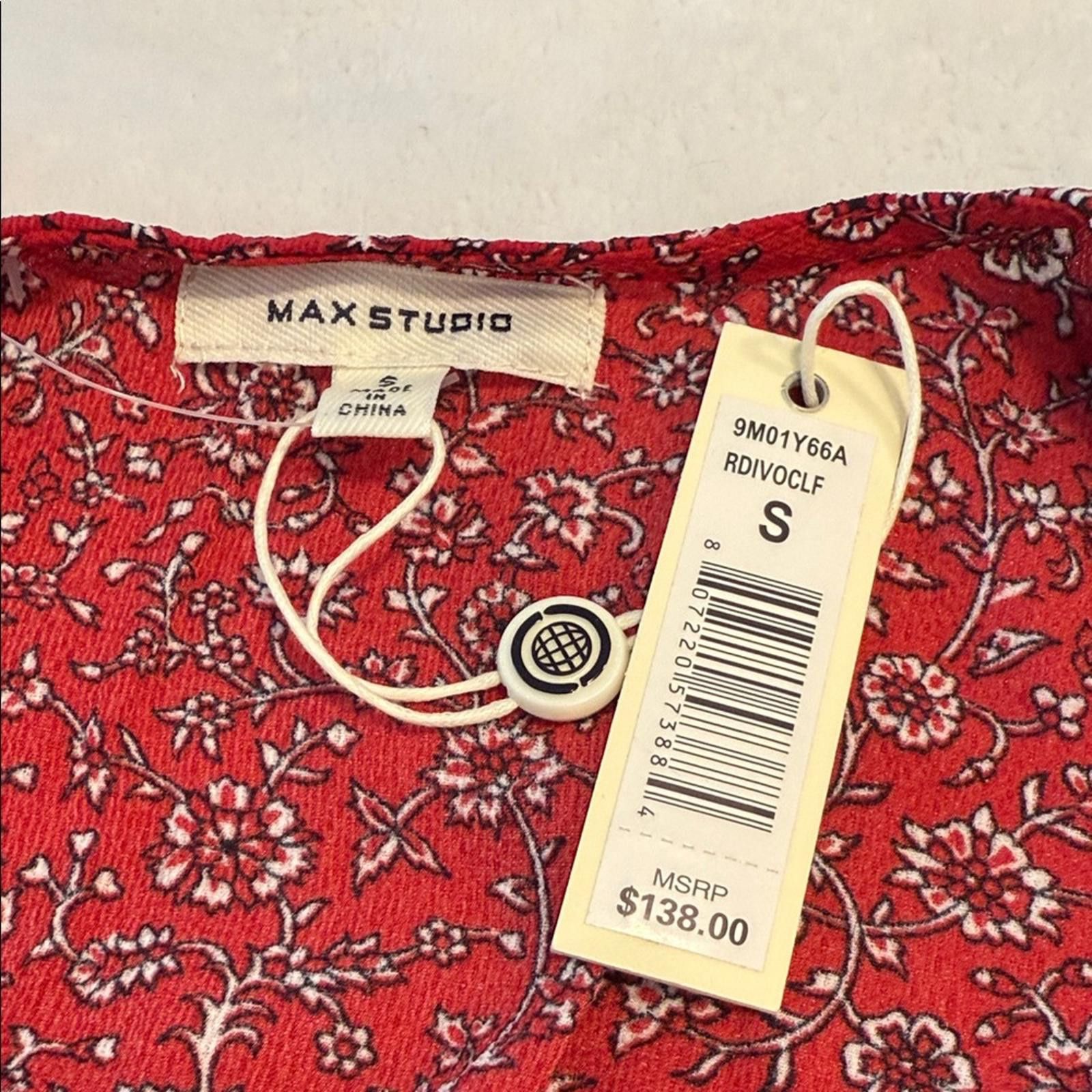 Other Max Studio Red Floral tiered maxi dress puffy sleeves SZ SM Size S / US 4 / IT 40 - 5 Thumbnail