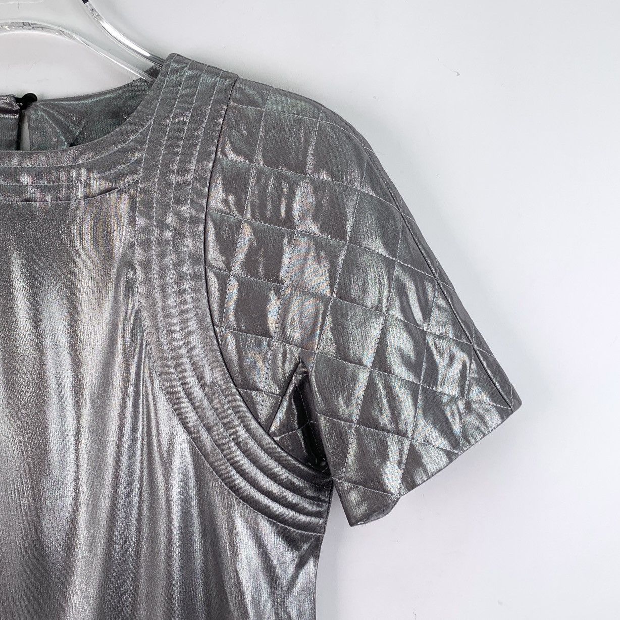 Chanel Chanel Silver Diamond Quilted Short Sleeve T-shirt K26WX Size XXS / US 00 / IT 34 - 3 Thumbnail
