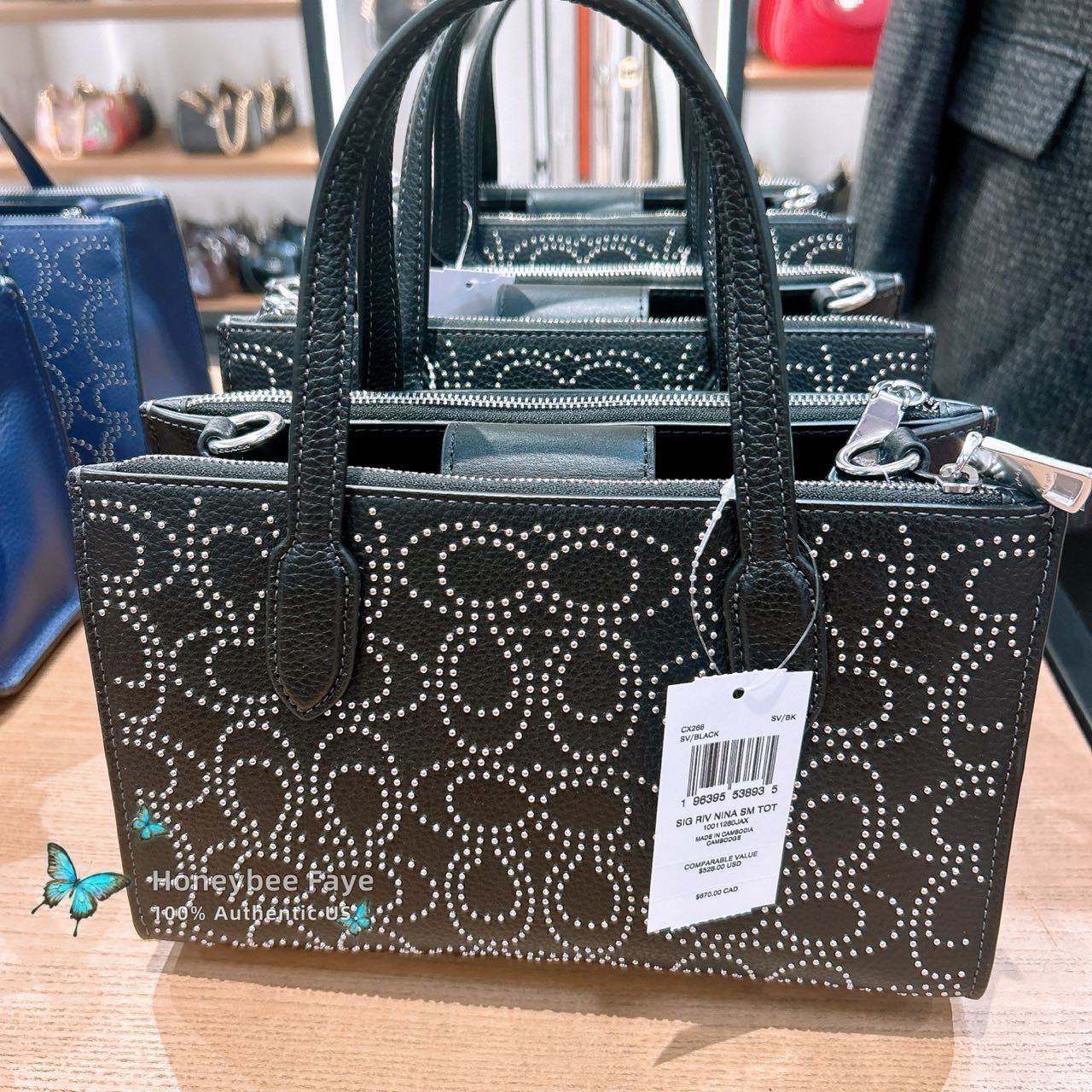 Coach Nina Small Tote Bag With Signature Rivets CX266 Size ONE SIZE - 7 Thumbnail