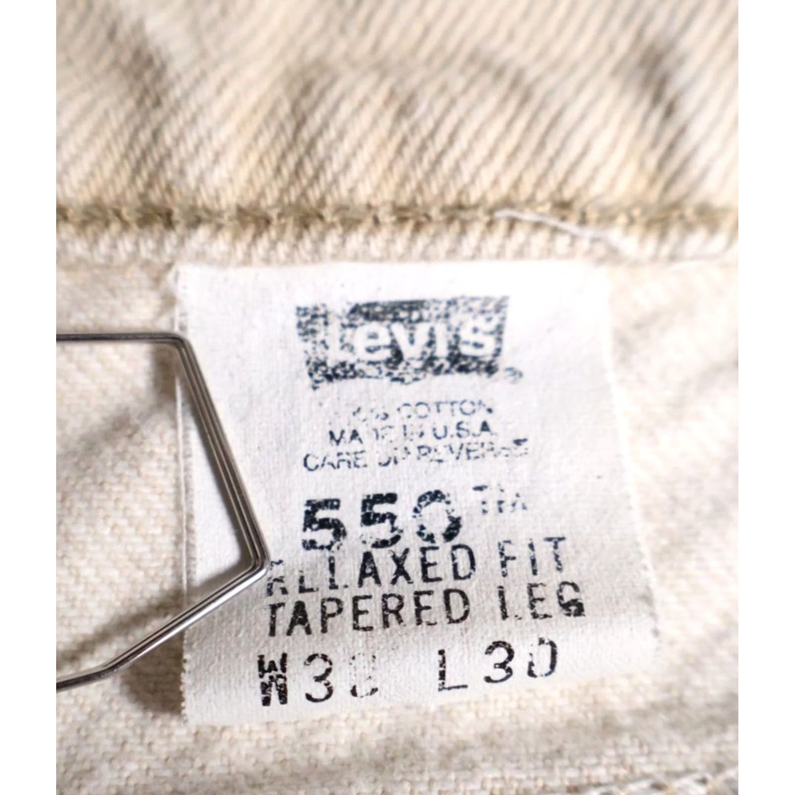 Levi's VINTAGE Levi's 550 Jeans Mens 33 x 29 Ivory Relaxed Tapered Orange Tab Men Jeans 90s Hipster Retro Vintage Grunge Casual All Seasons Mens Size US 33 - 3 Thumbnail