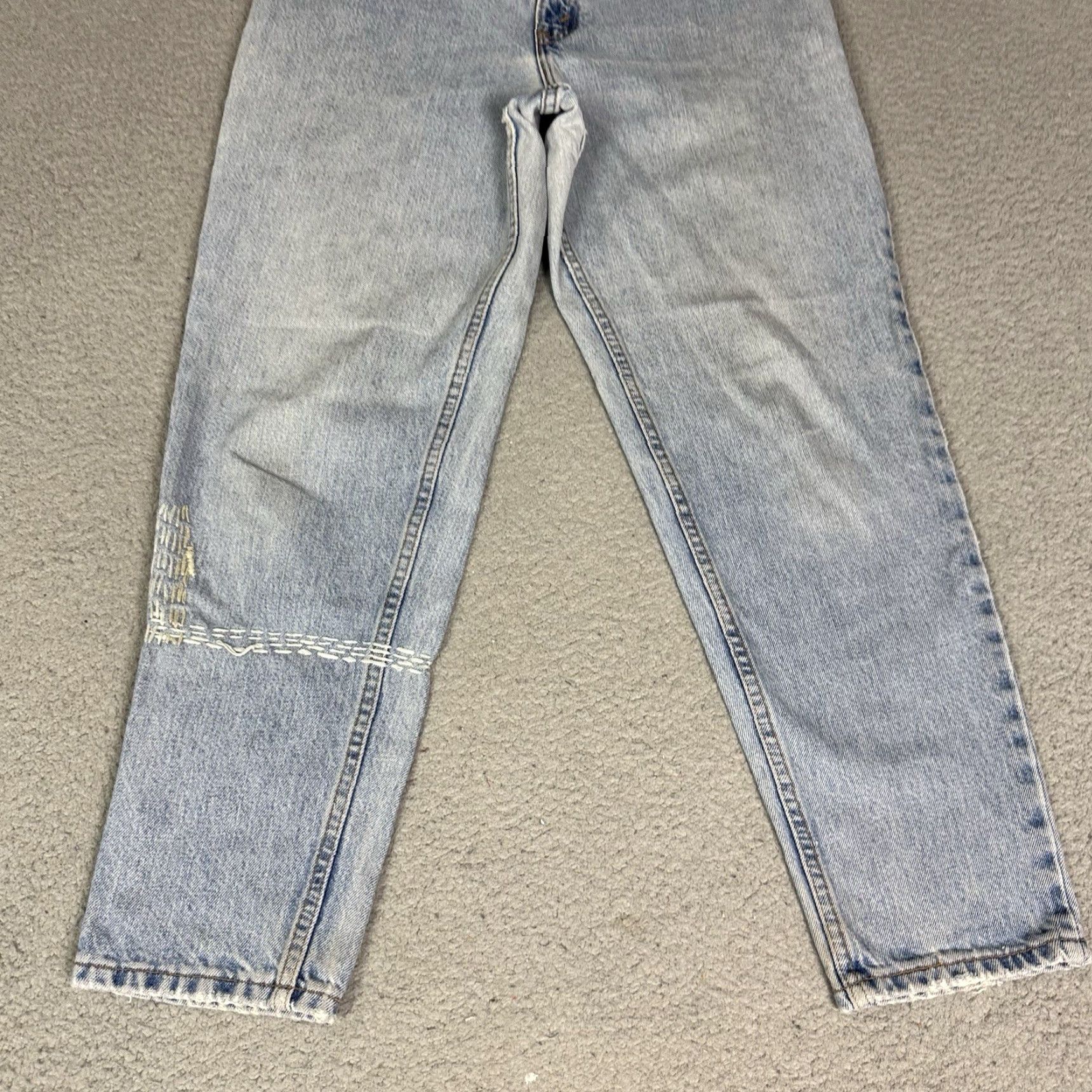 Levi's VINTAGE Levi’s 550 Jeans Women 12 Blue Tapered 90s Sashiko Distressed USA Size 34" / US 12 / IT 48 - 5 Thumbnail
