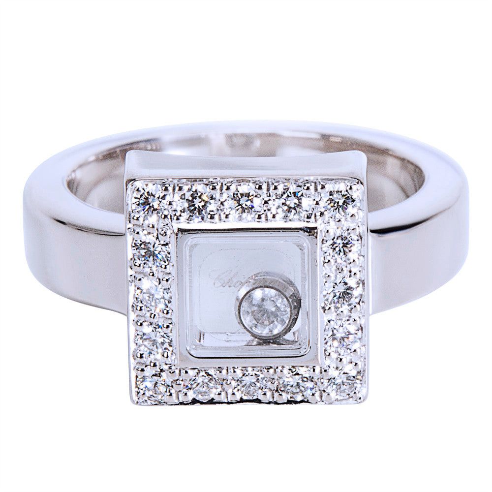 image of Chopard Happy Diamond Ring In 18K White Gold 0.38 Ctw, Women's