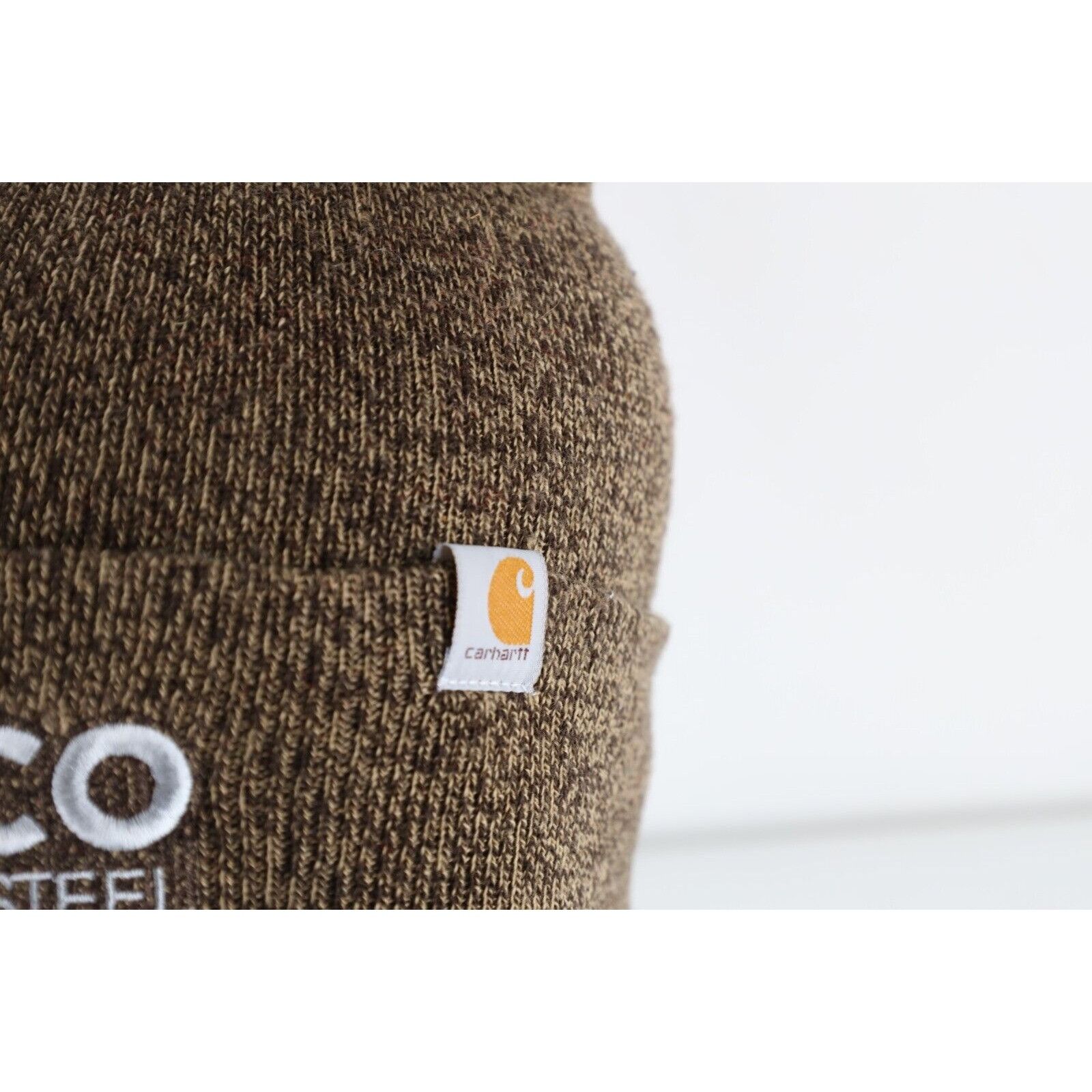 Carhartt × Vintage Y2K Carhartt Spell Out Box Logo Leeco Steel Knit Beanie Hat Size ONE SIZE - 3 Thumbnail