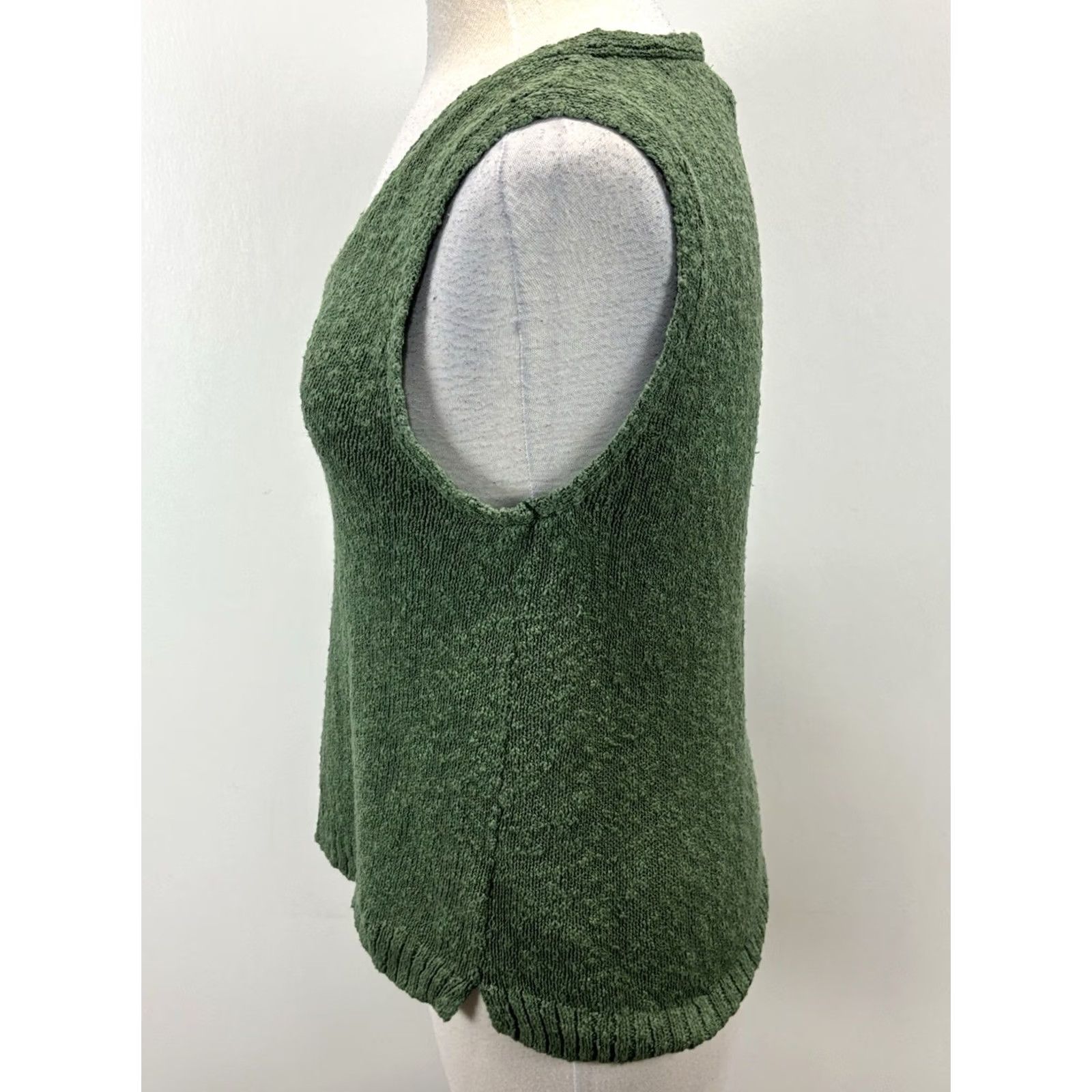 J.Crew J.CREW Knit Slub Sleeveless Sweater Women’s L Green Coastal Lagenlook V-Neck Pullover Boucle Knit Regular Size Size L / US 10 / IT 46 - 2 Thumbnail
