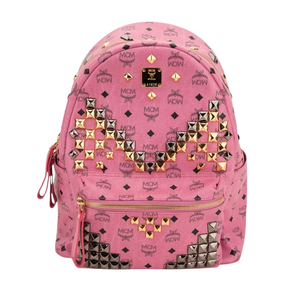 MCM 2010s MCM Pink Studded Visetos Backpack Size ONE SIZE - 1 Thumbnail