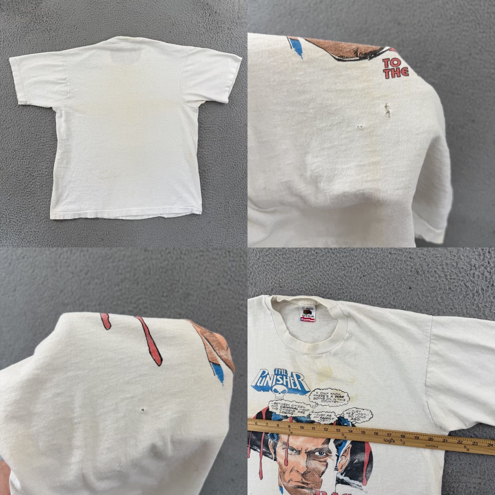 Fruit Of The Loom VINTAGE Marvel The Punisher Back To War Shirt XL White Comic Images USA Shirt Mens Pattern Graphic Print 1990s USA Comics Marvel Size US XL / EU 56 / 4 - 8 Thumbnail