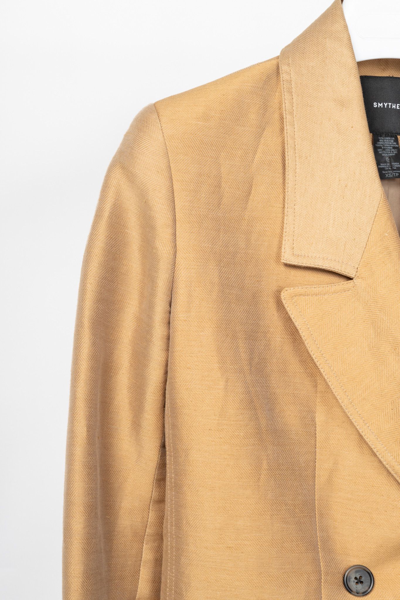 SMYTHE Smythe Tan Herringbone Oversized Double-Breasted Blazer Size XS / US 0-2 / IT 36-38 - 5 Thumbnail