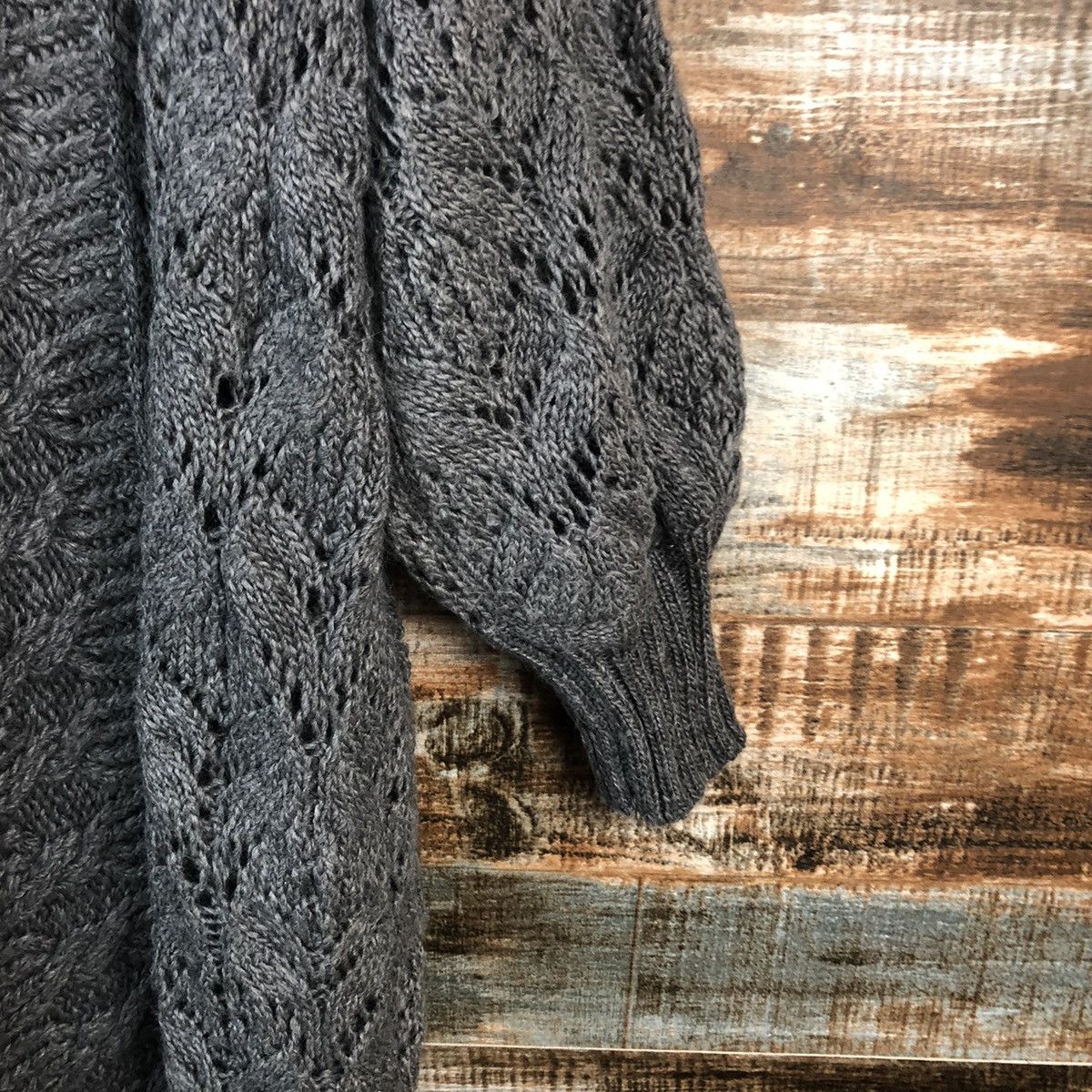 Homespun Knitwear Shided Grey crochet Cardigan Knitwear #A2355 Size L / US 10 / IT 46 - 8 Thumbnail