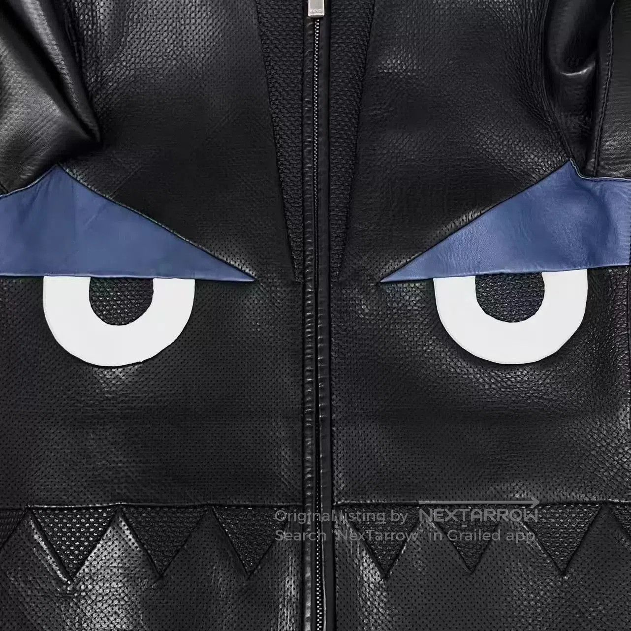Fendi Black Leather Jacket with Eye Graphic Size M. Size US M / EU 48-50 / 2 - 5 Thumbnail