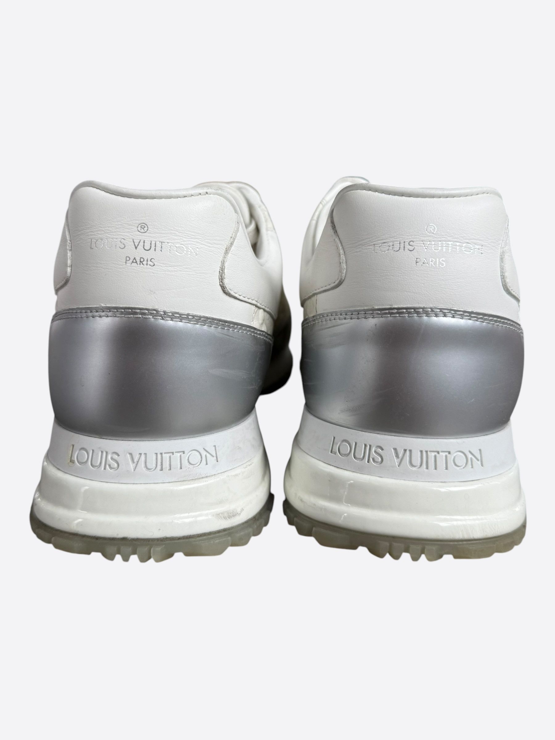 Louis Vuitton White & Silver Monogram Taurillon Run Away Sneakers Size US 8 / EU 41 - 4 Thumbnail