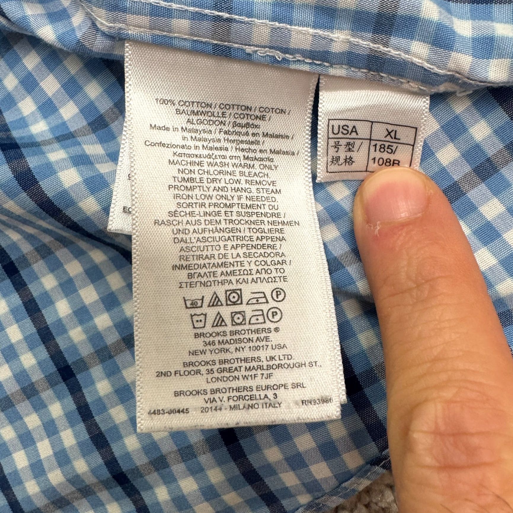 Brooks Brothers VINTAGE Brooks Brothers 1818 Regent Polo Shirt Mens XL Blue Plaid Button-Down Non-Iron Classic Shirt Mens XL Blue Plaid Size US XL / EU 56 / 4 - 7 Thumbnail