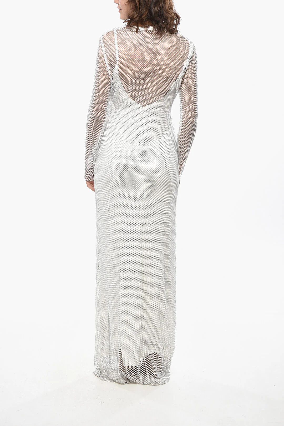 Max Mara og1mm0426 Mesh Maxi Dress in White Size S / US 4 / IT 40 - 2 Thumbnail