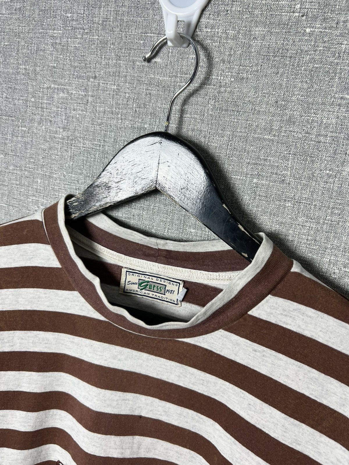 Guess Rare Vintage Guess Jeans USA Striped Long Sleeve Brown/Grey Size US L / EU 52-54 / 3 - 13 Thumbnail