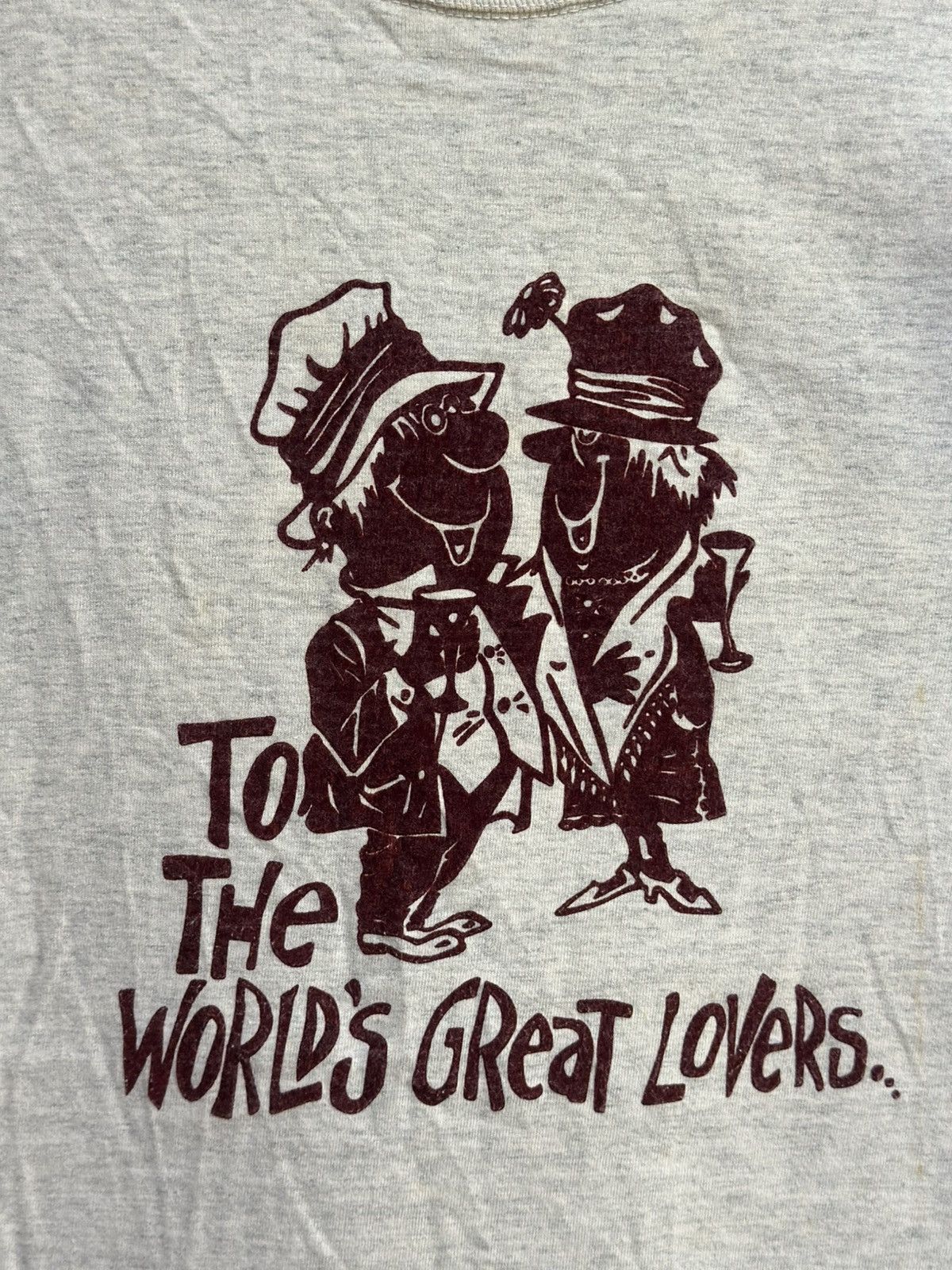 Japanese Brand × Vintage × Warehouse Vintage To The World’s Great Lovers Faded Tee Size US S / EU 44-46 / 1 - 2 Thumbnail