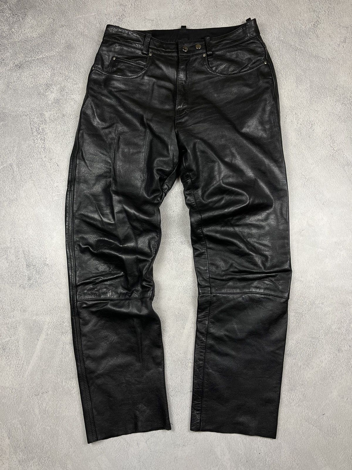 Leather Vintage Echtes Leder 90`s Distressed y2k leather pants Size US 35 - 1 Thumbnail
