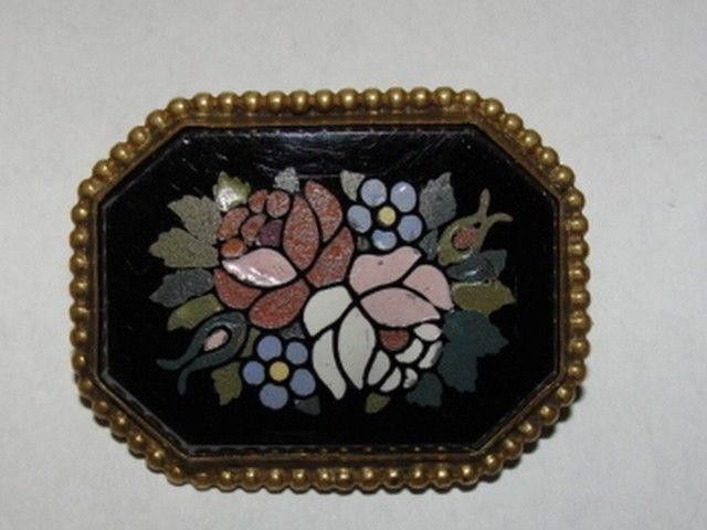 Designer Victorian Pietra Dura Pin Size ONE SIZE - 1 Thumbnail