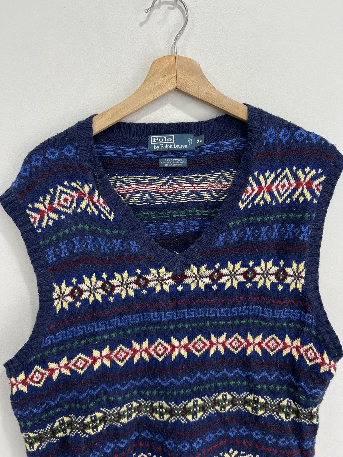 Ralph Lauren Vintage Ralph Lauren Polo Sweater Vest Pattern cashmere silk Size US M / EU 48-50 / 2 - 2 Thumbnail