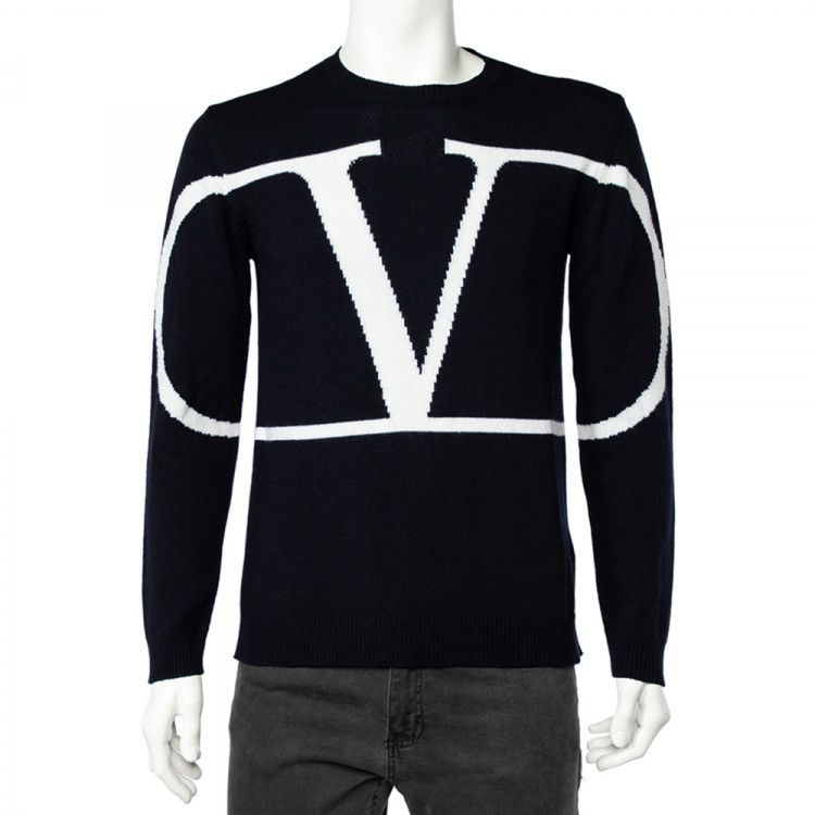 Valentino Valentino Black VLOGO Cashmere Sweater Size US M / EU 48-50 / 2 - 1 Thumbnail