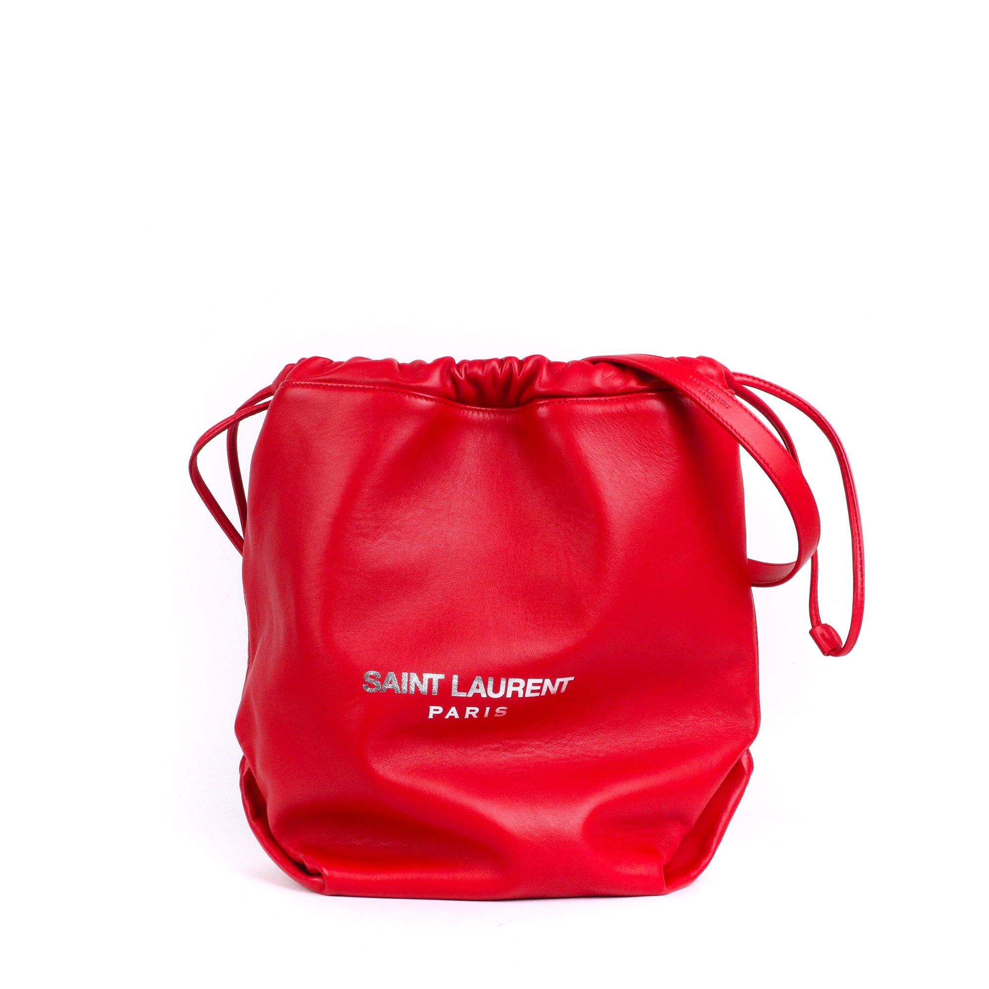 SAINT LAURENT Saint Laurent Teddy Bucket bag in red leather