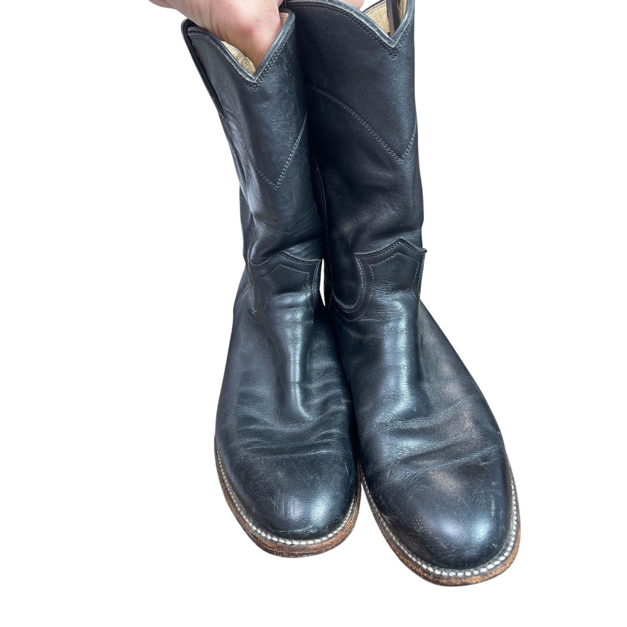 Justin Justin Boots Mens Black Leather Mid Calf Western Boots Sz 7. Size US 7.5 / EU 40-41 - 8 Thumbnail