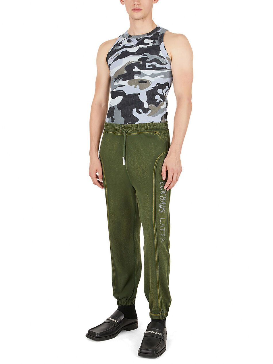 Eckhaus Latta o1mle0424 Logo Print Track Pants in Green Size US 28 / EU 44 - 4 Thumbnail