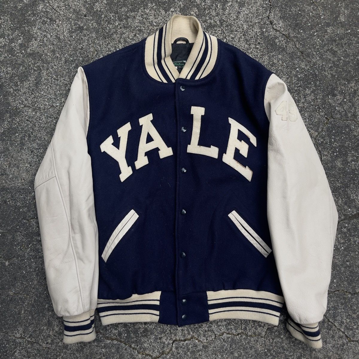 Vintage STALL & DEAN YALE Leather Letterman Varsity Jacket