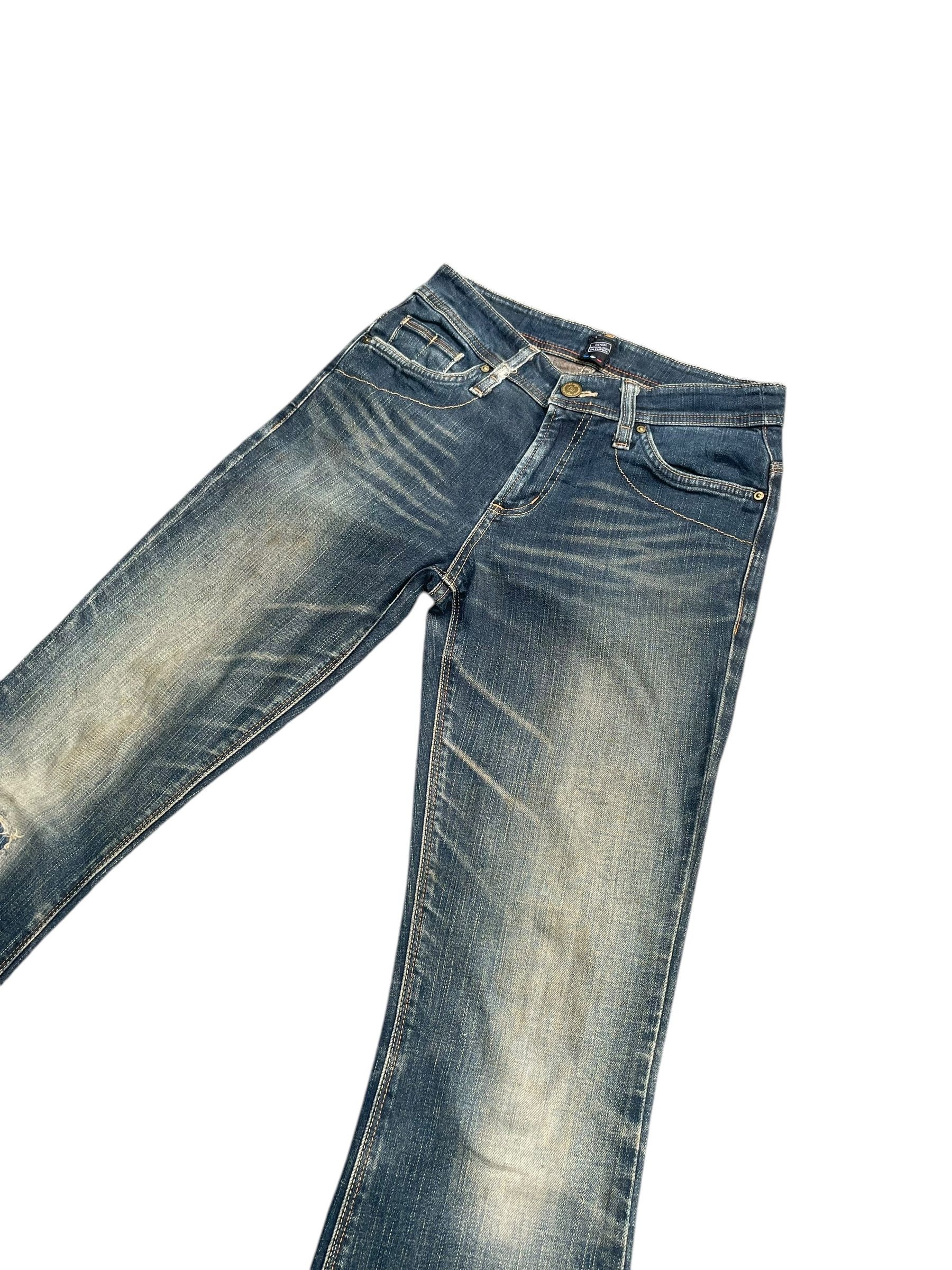 Japanese Brand C-Seventeen Flare Distresed Denim Size 30" / US 8 / IT 44 - 2 Thumbnail