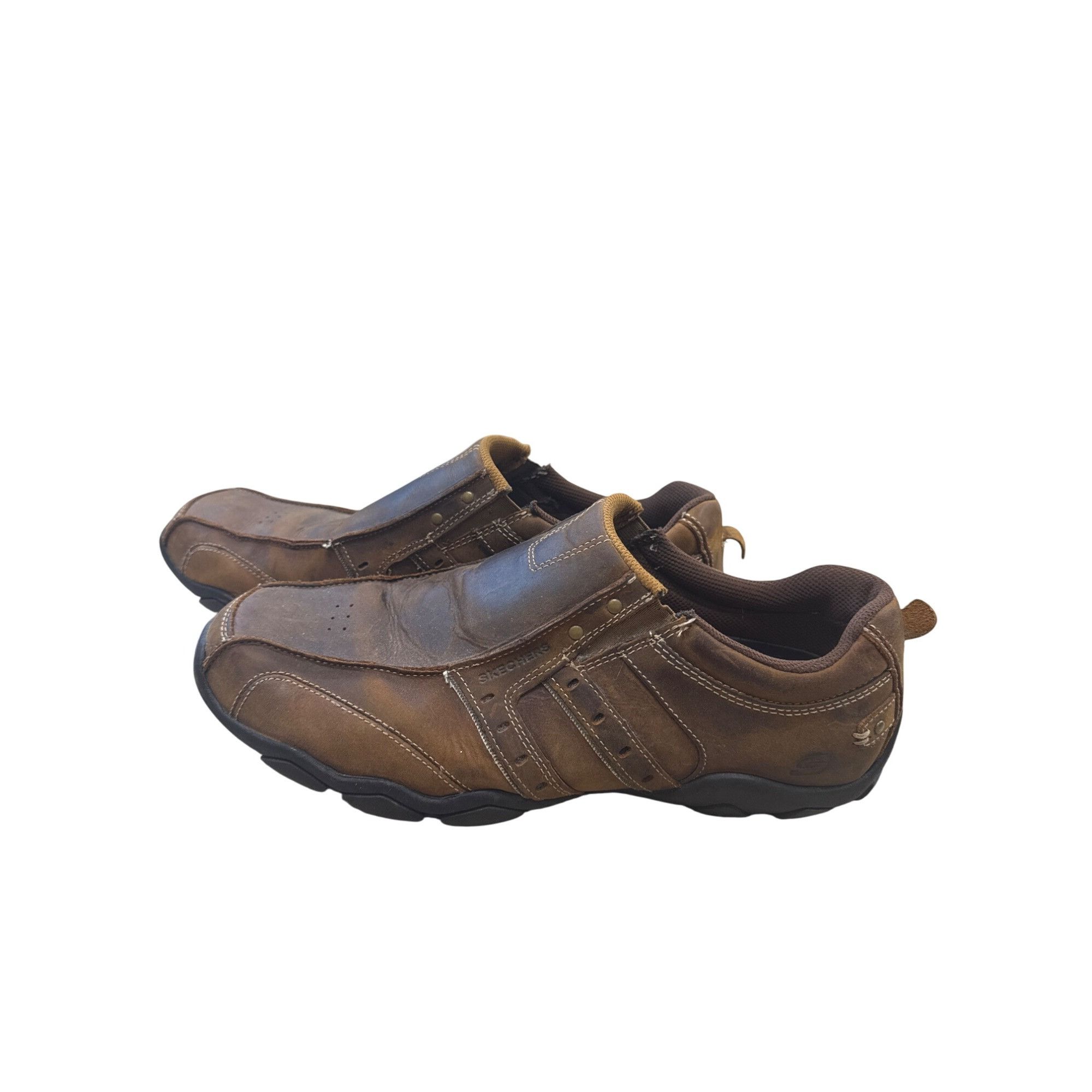 SKECHERS Skechers Mens Brown Leather Slip-On Loafers Size 13 SKU 7445 Size US 13 / EU 46 - 3 Thumbnail