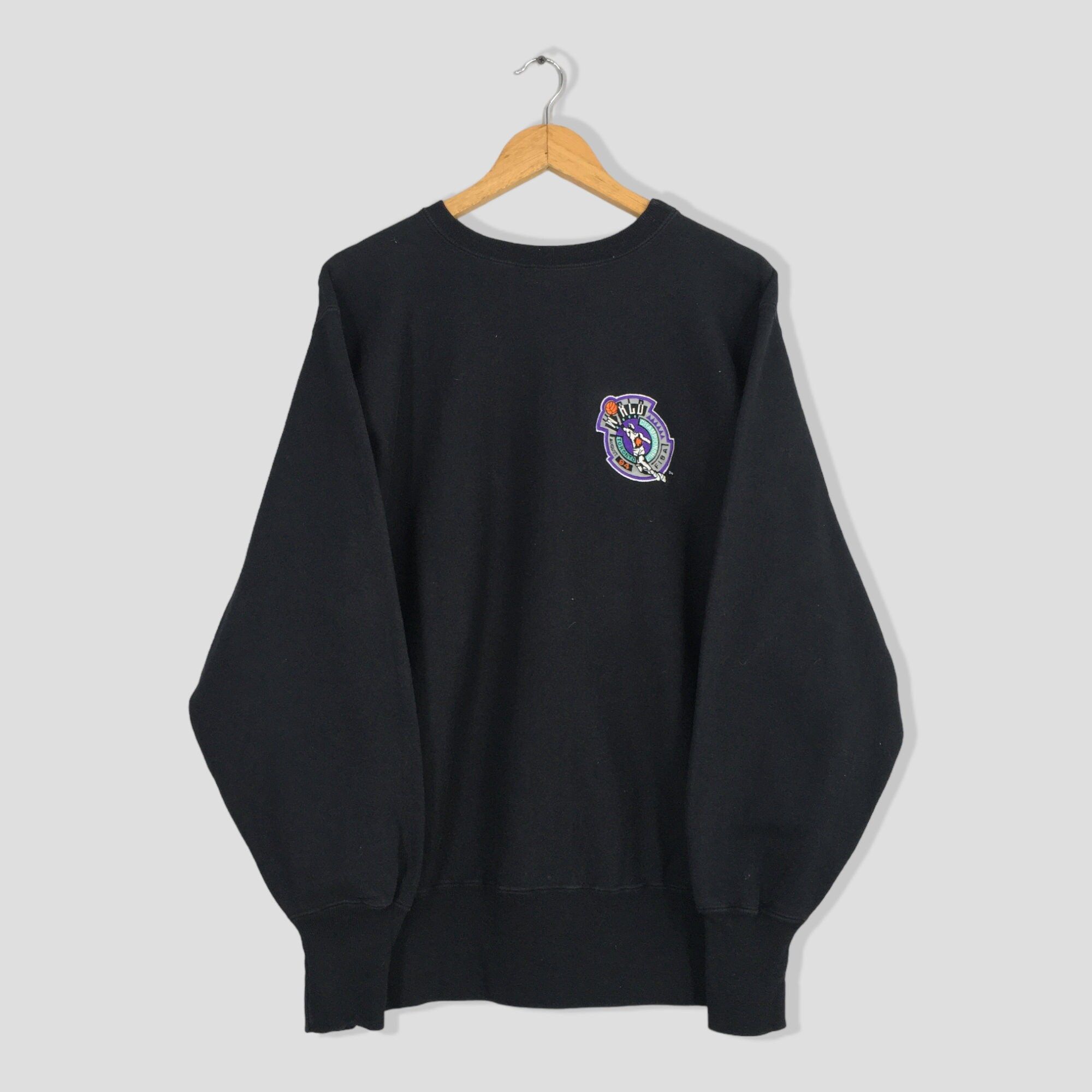 image of Vintage 80's Champion Reverse Weave Basketball Sweatshirt L in Black, Men's (Size Large)