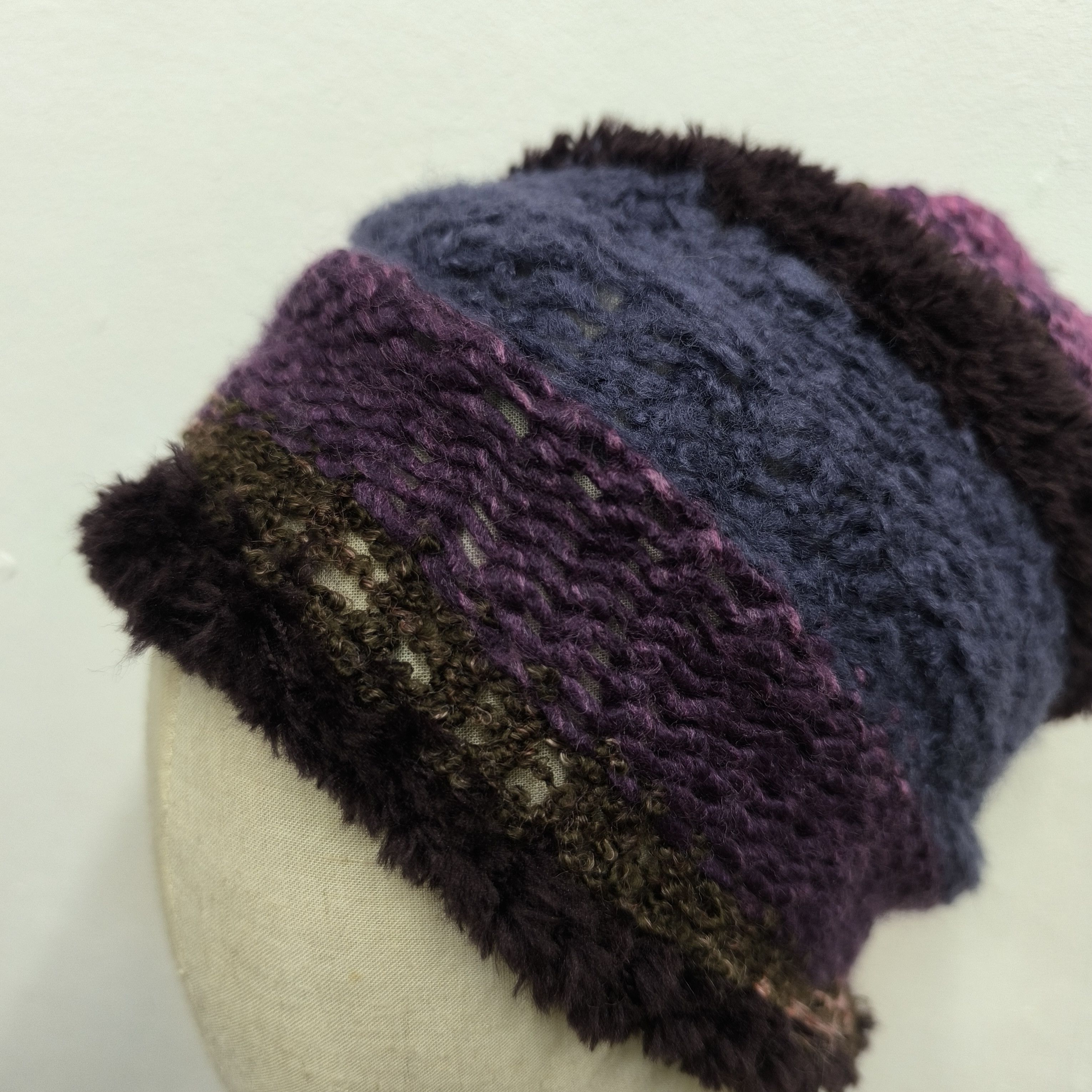 Japanese Brand 🌊 Vintage handmade stripes pull on beanie hat Size ONE SIZE - 3 Thumbnail
