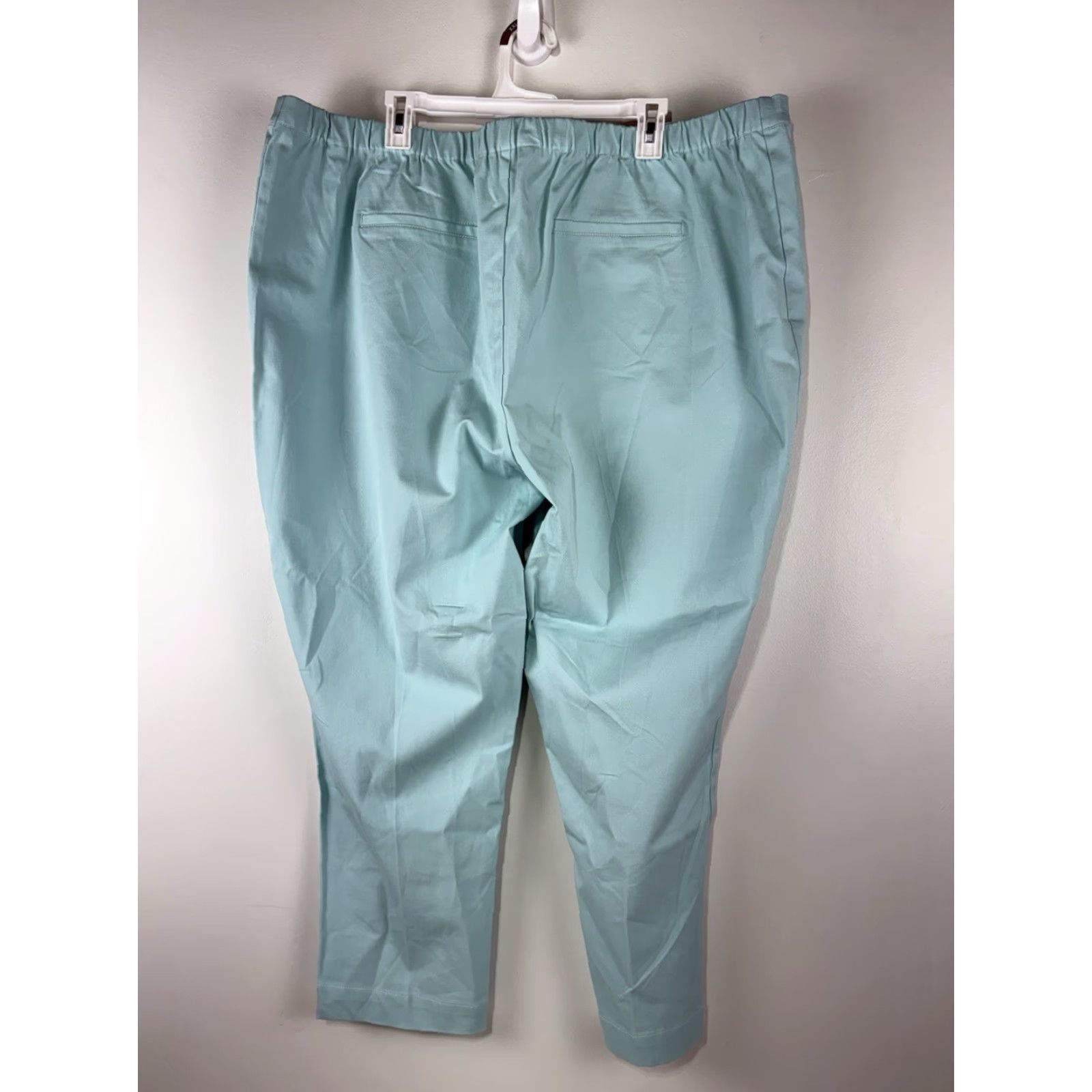 Isaac Mizrahi Isaac Mizrahi Pants Women 28W Lt Teal Pull On Elastic Waist Classic Chino Twill Cotton Rayon Spandex Machine Washable 27.5in Inseam Womens Size 28" / US 6 / IT 42 - 4 Thumbnail