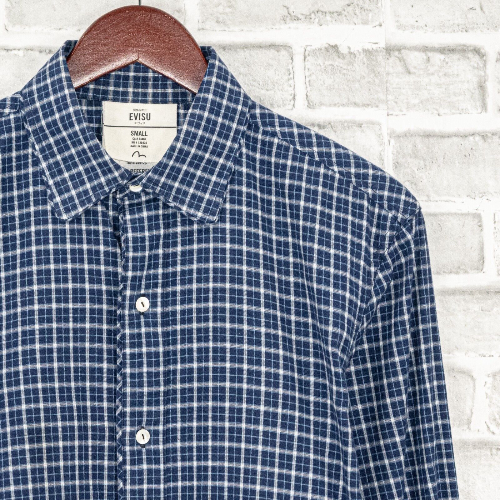 Evisu EVISU Men's Button up Shirt Long Sleeve Blue check Cotton Size US S / EU 44-46 / 1 - 1 Thumbnail