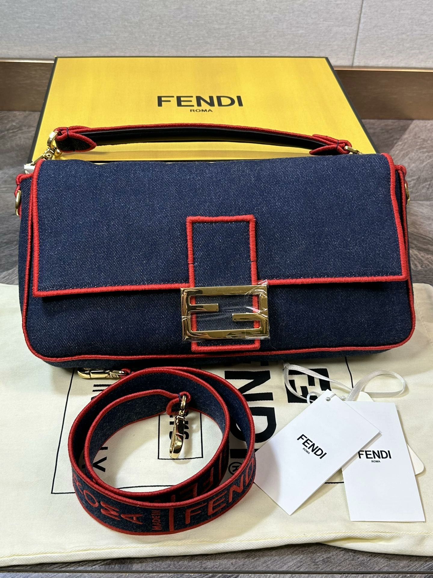 Fendi Fendi Runway Denim Baguette Bag Size ONE SIZE - 1 Thumbnail