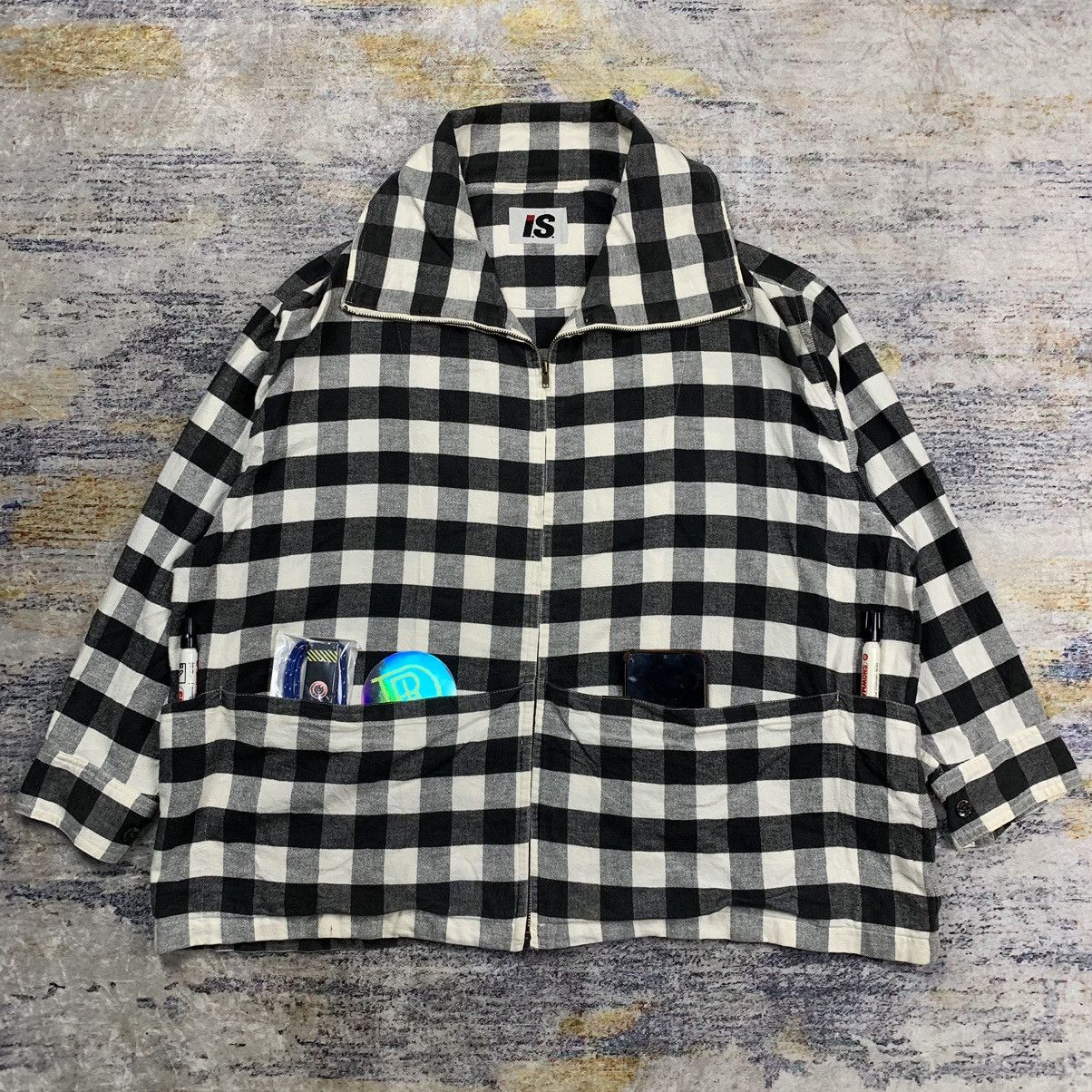 Issey Miyake × Japanese Brand Vintage 90s Issey Miyake multi pocket Zipper flannel Size US L / EU 52-54 / 3 - 1 Thumbnail