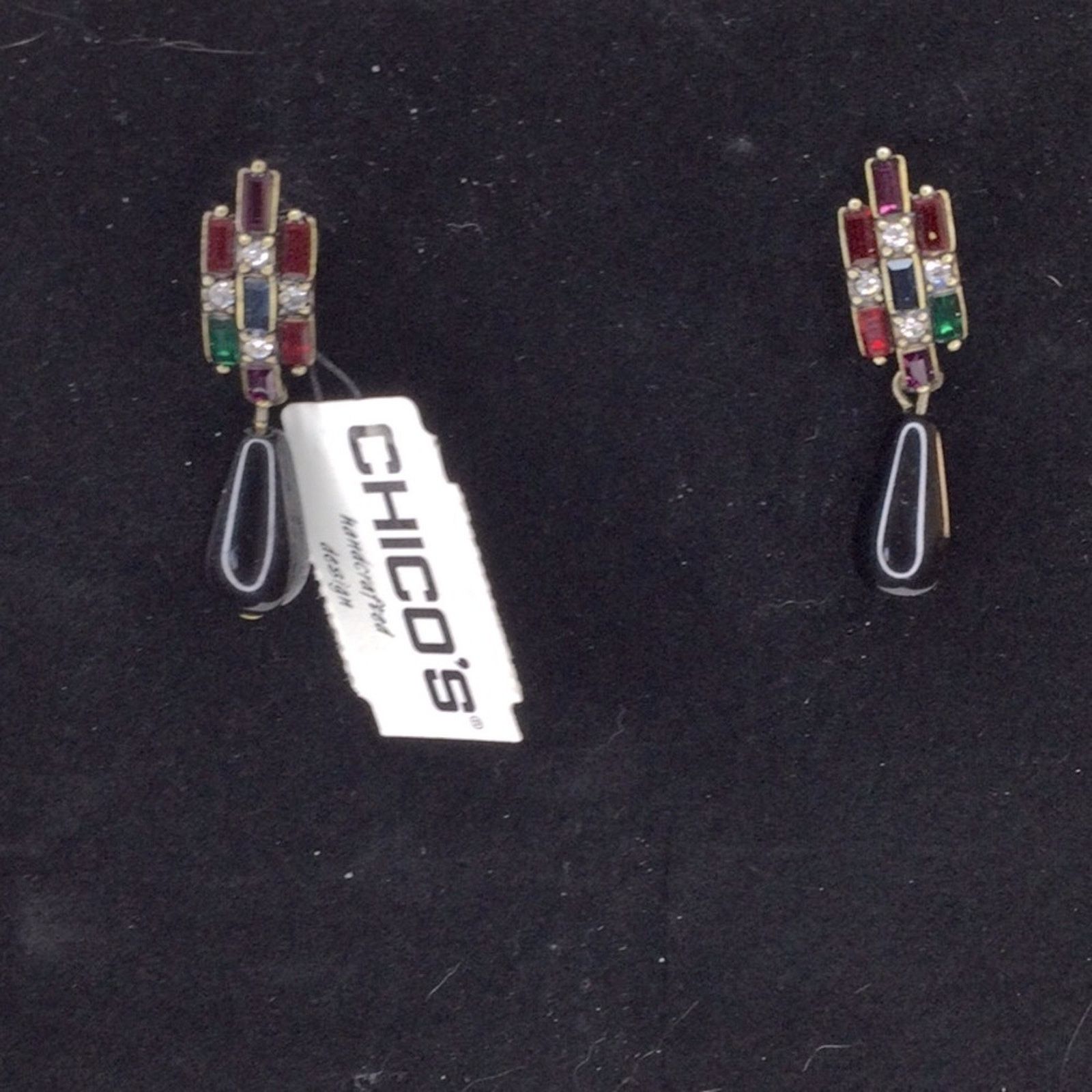 Chicos Chico's Retro1990's Rhinestone Dangle/Drop Post Earrings NWT Size ONE SIZE - 1 Thumbnail