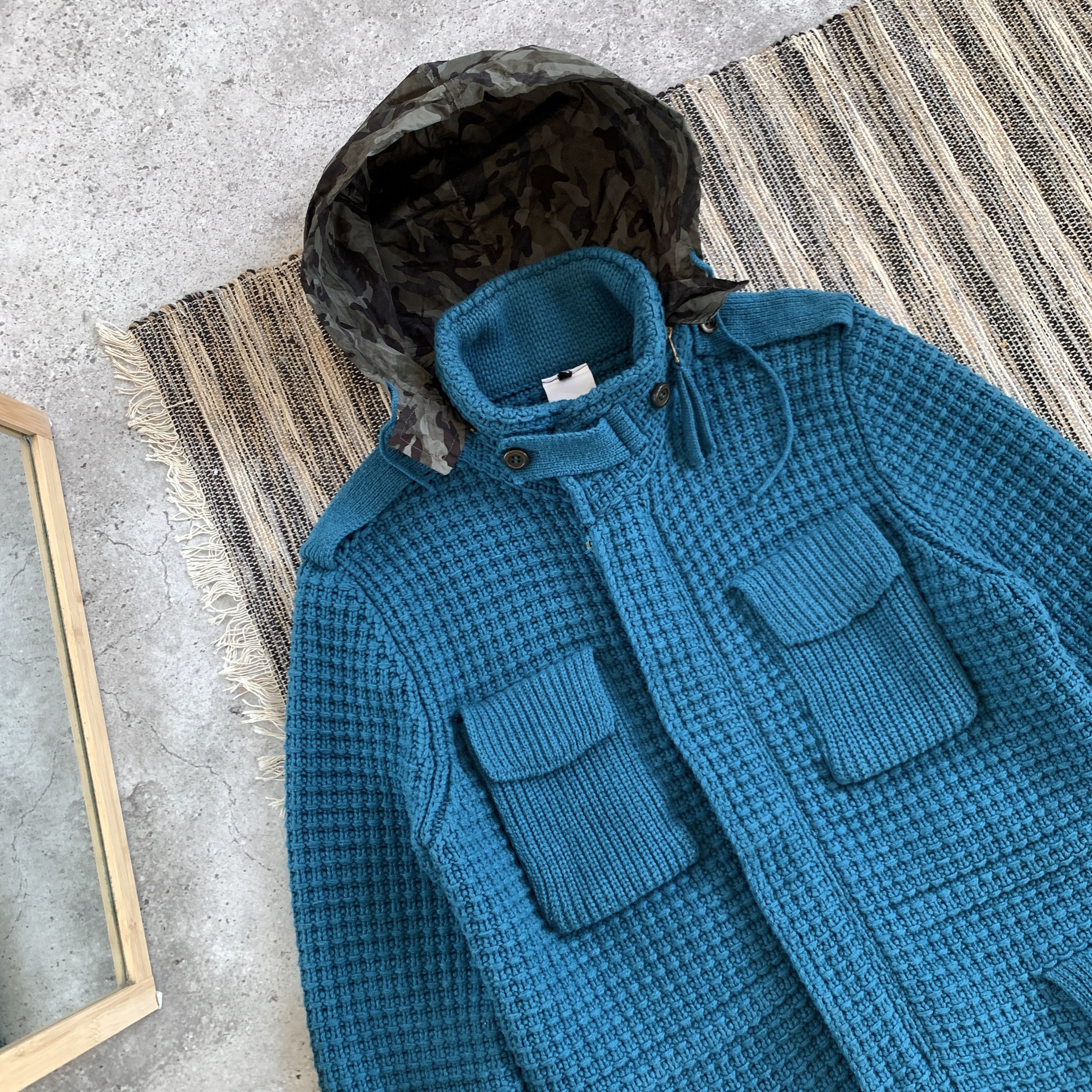 Bark BARK RARE Designer Knitted Heavy Military Blue Jacket Size US M / EU 48-50 / 2 - 5 Thumbnail