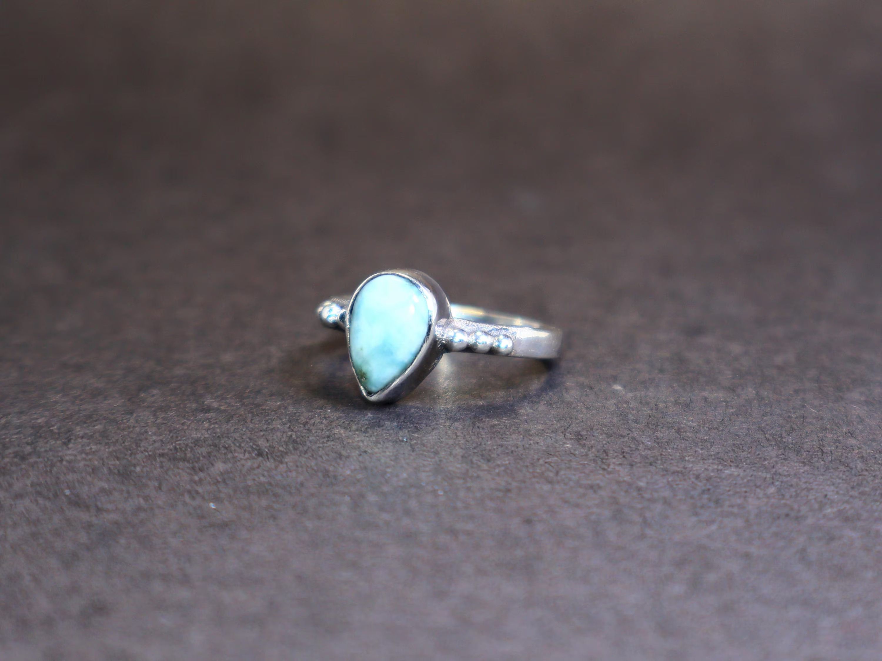 Handmade Larimar Ring, Sterling Silver Ring, Handmade Gemstone Ring, Size ONE SIZE - 2 Thumbnail