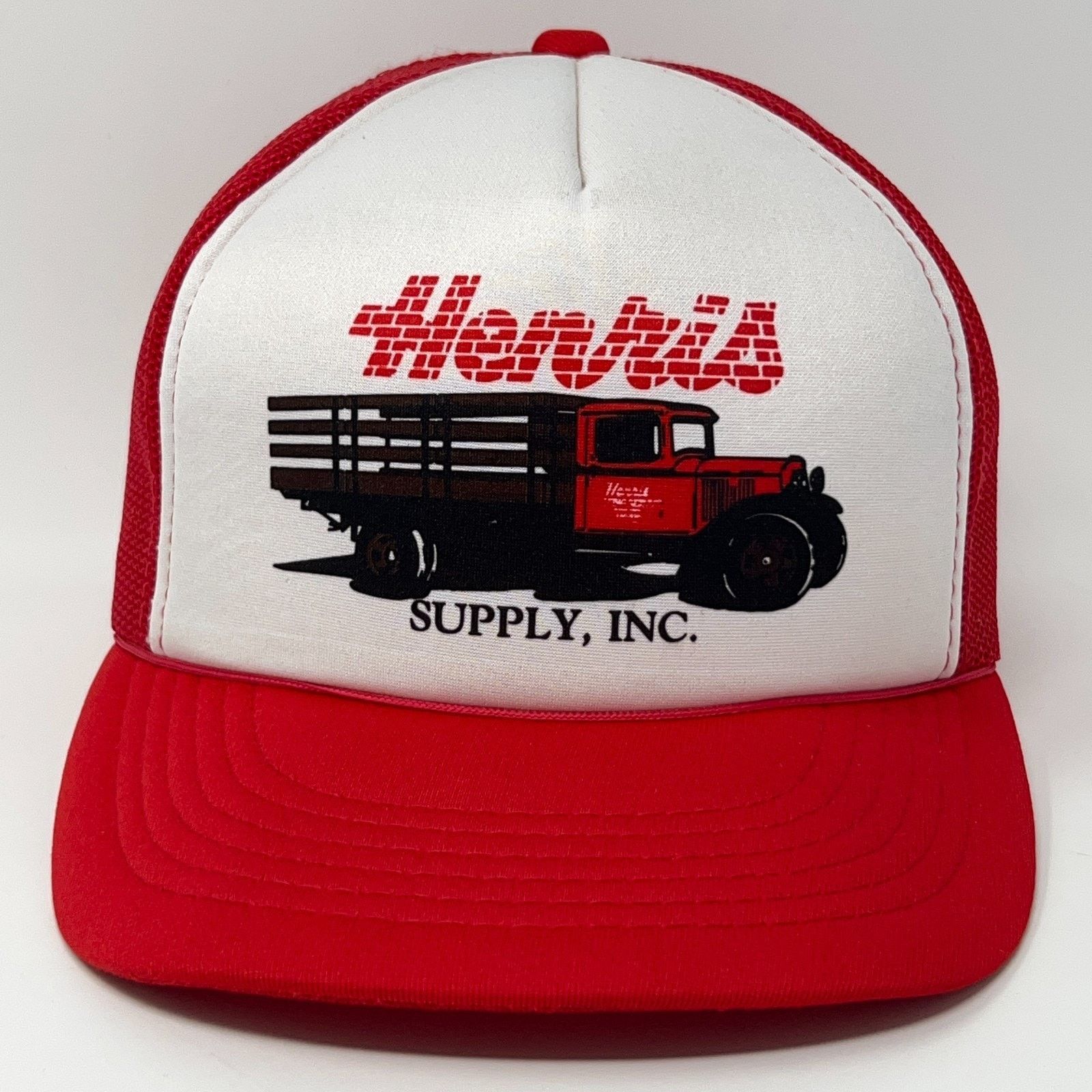 Vintage Vintage 80s Henris Supply Inc Trucker Hat Baseball Cap Red Size ONE SIZE - 1 Thumbnail
