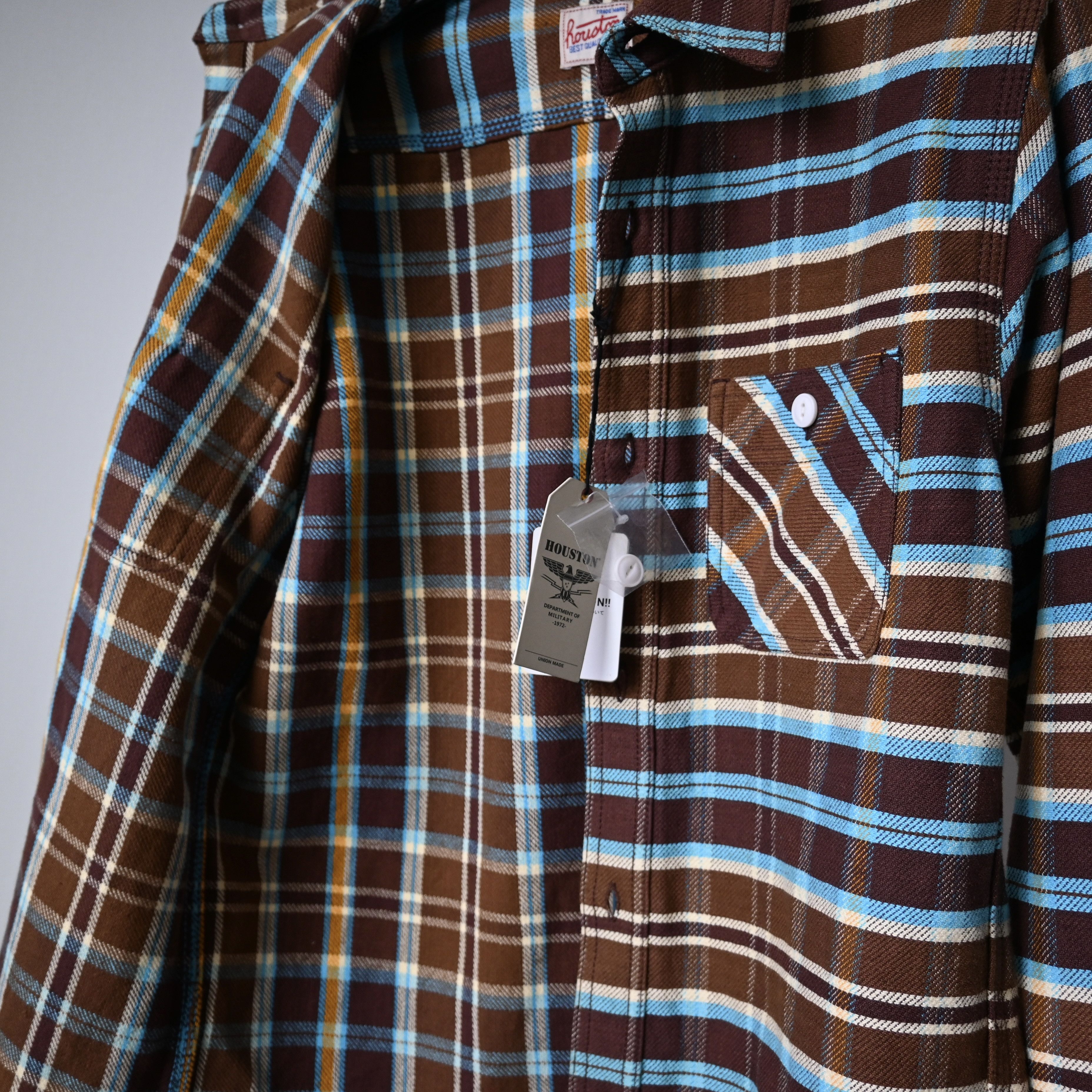 Japanese Brand UNUSED, Houston heavyweight flannel shirt, brown x turquoise Size US M / EU 48-50 / 2 - 8 Thumbnail