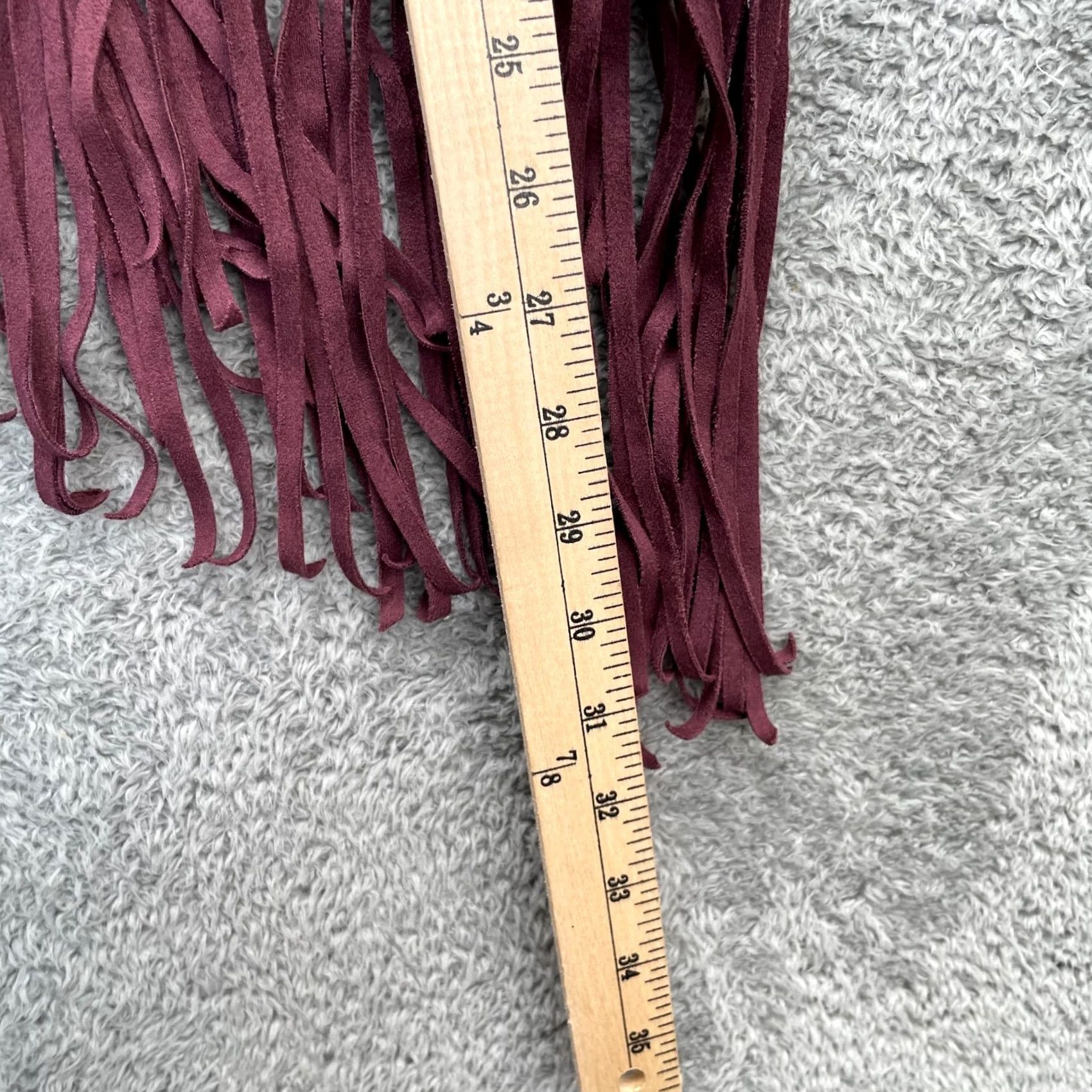 Express Express Skirt Womens 4 Red Faux Suede Fringe Hem Asymmetrical Stretch Lined Size 27" / US 4 / IT 40 - 6 Thumbnail