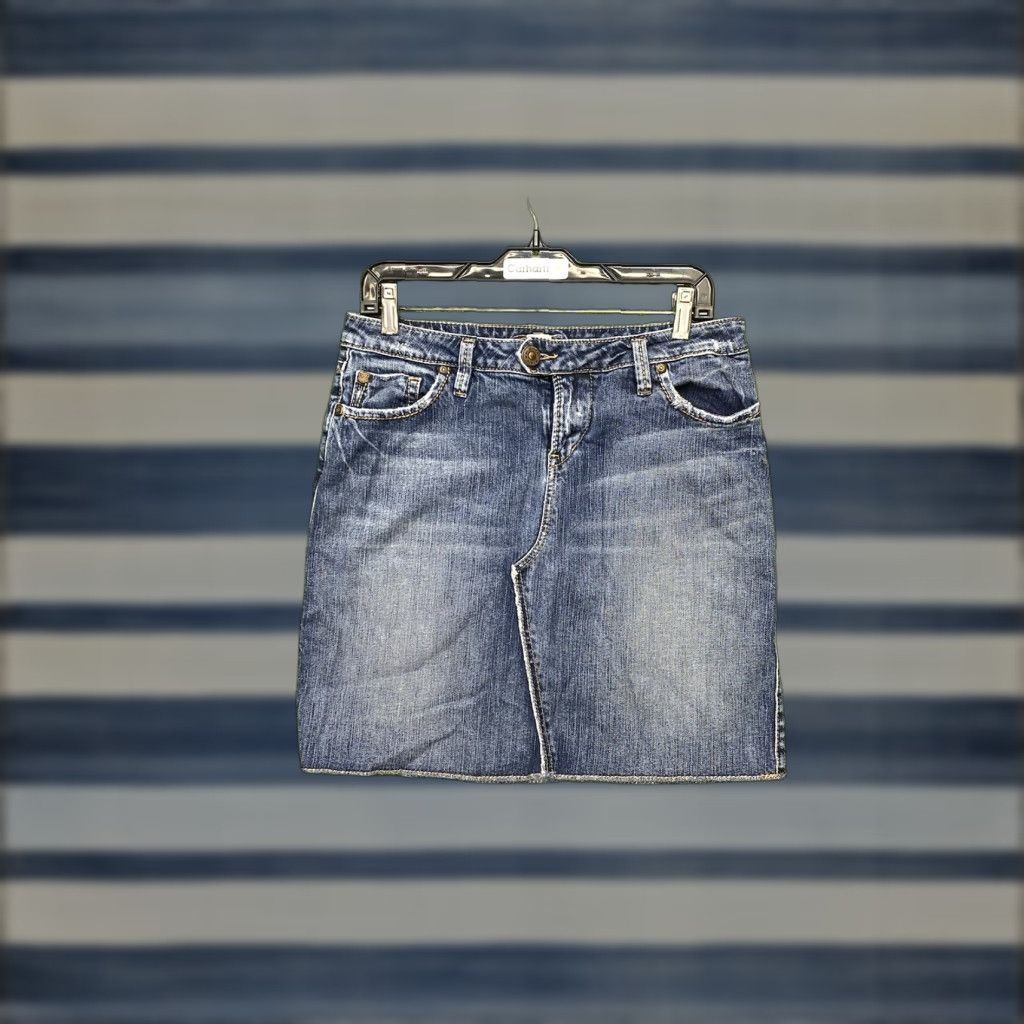 Vintage Silver Jean Skirt Womens Distressed Mini Denim Y2K Summer Joplin Size 28 Size 28" / US 6 / IT 42 - 1 Thumbnail