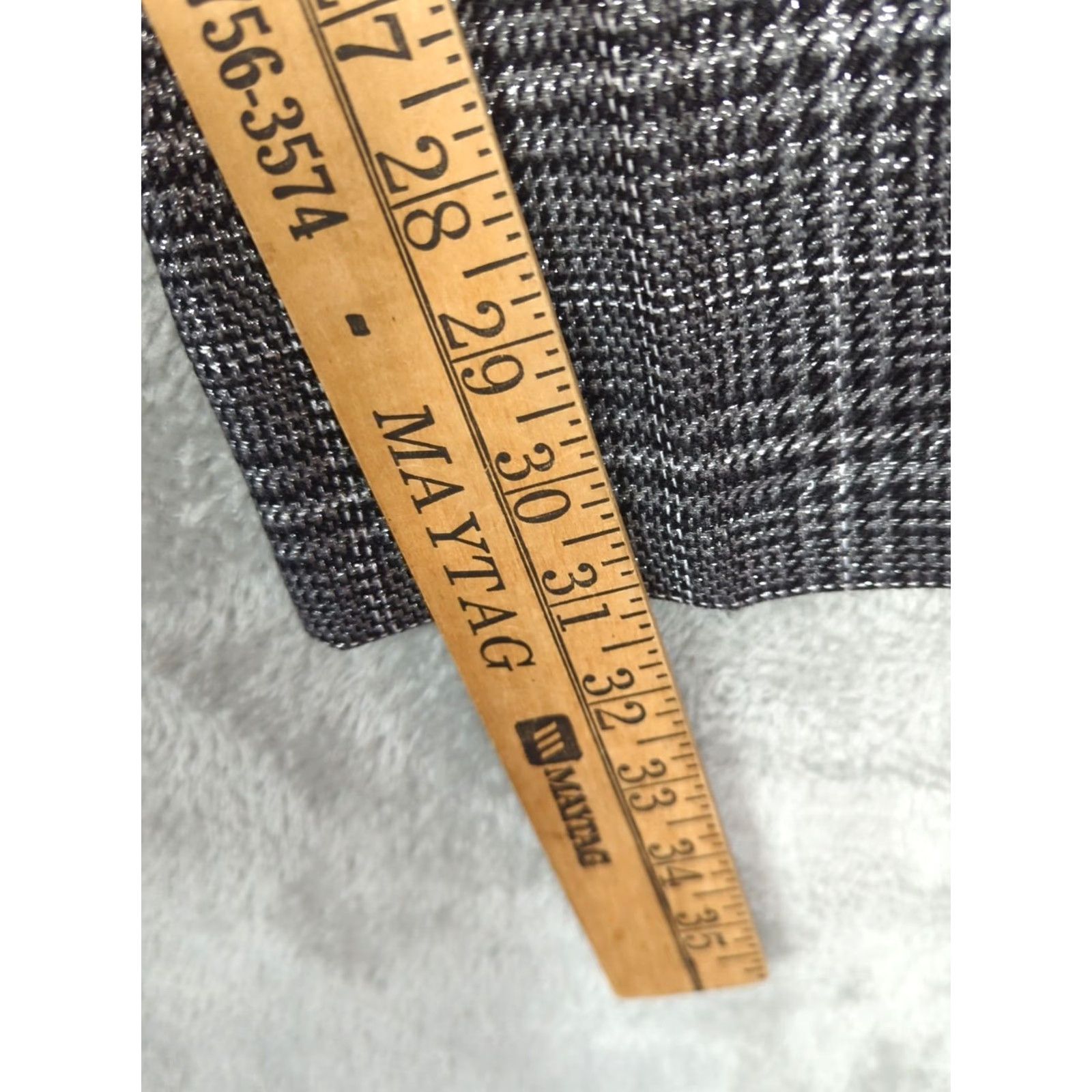 Worthington Worthington Womens 8 Black Metallic Plaid Pants Dress Pants Pockets Zipper Flat Front Regular Fit Christmas Holiday Winter Fall NWT Size 30" / US 8 / IT 44 - 7 Thumbnail