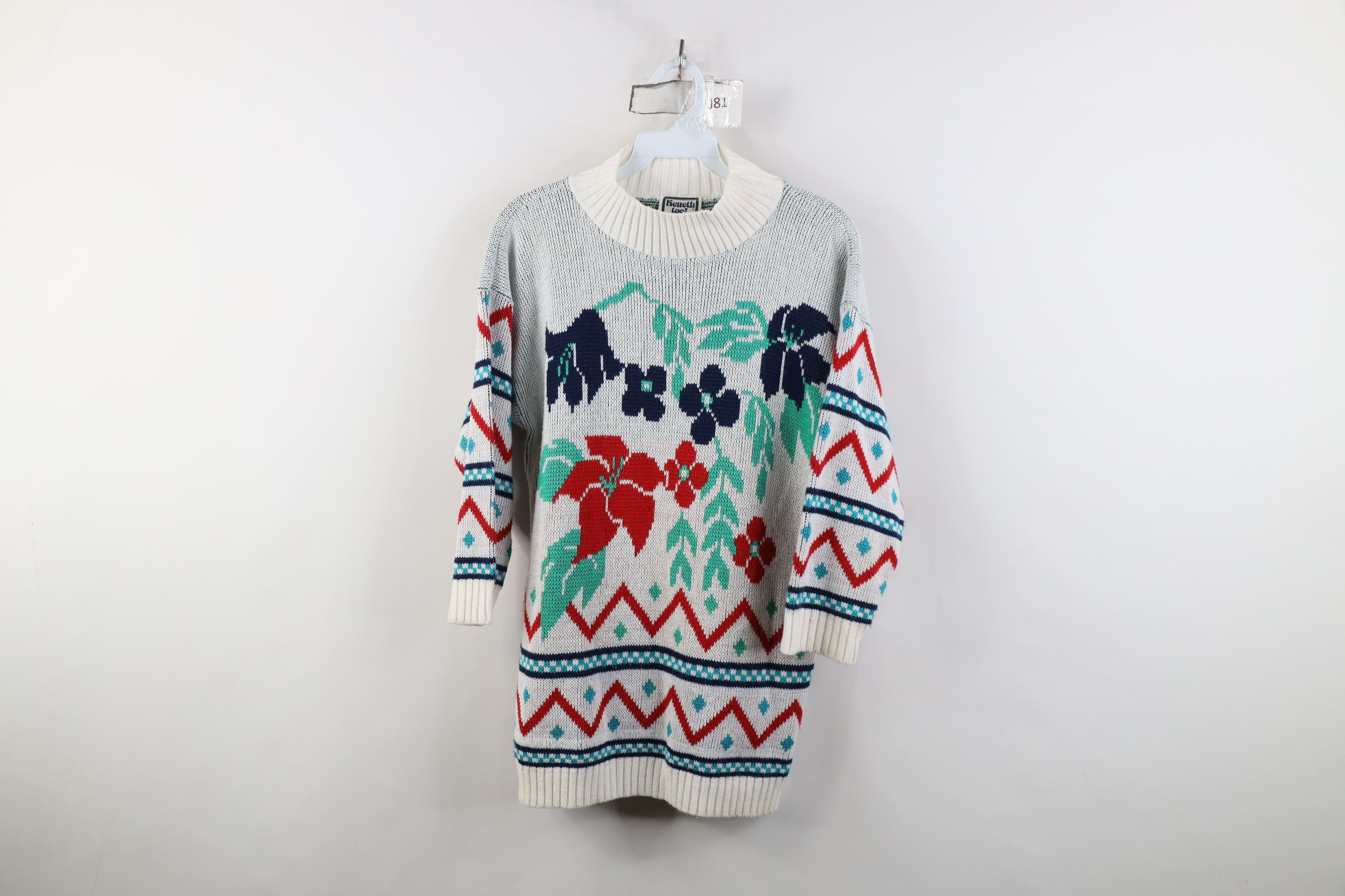 Vintage Vintage 70s Mid Century Modern MCM Flower Knit Sweater USA Size S / US 4 / IT 40 - 1 Thumbnail