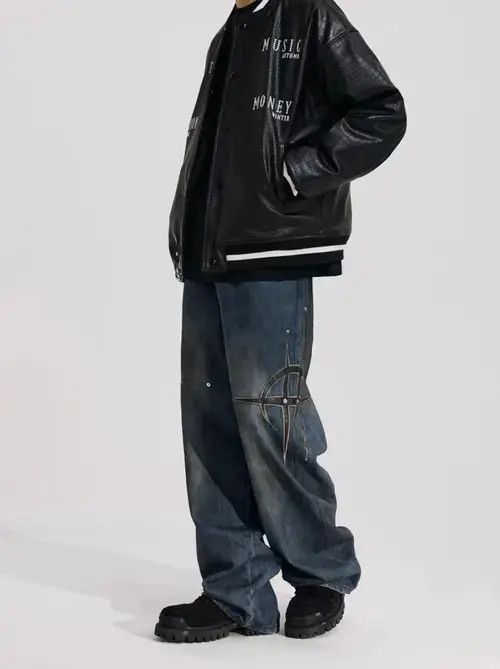 Japanese Brand × Jean × Vintage Vintage patchwork studded casual straight-leg jeans Size US 32 / EU 48 - 4 Thumbnail