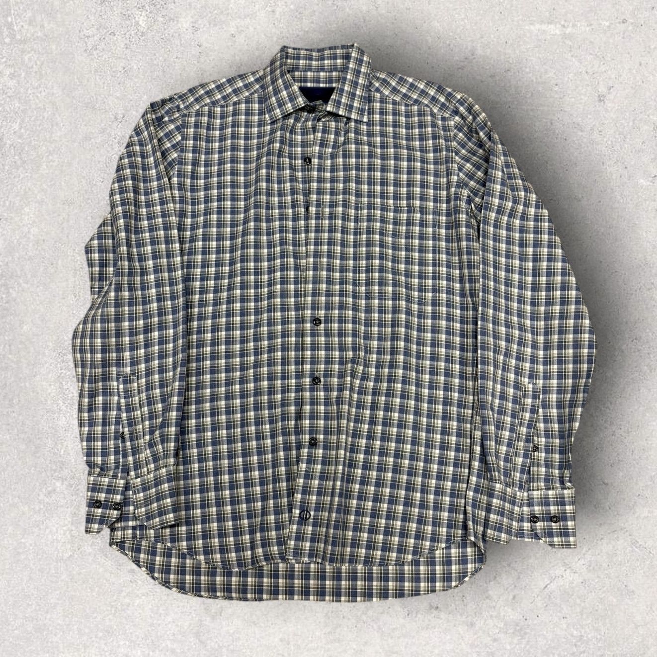David Donahue David Donahue Dress Shirt Mens Blue Check Twill Button Up M Size US M / EU 48-50 / 2 - 1 Thumbnail