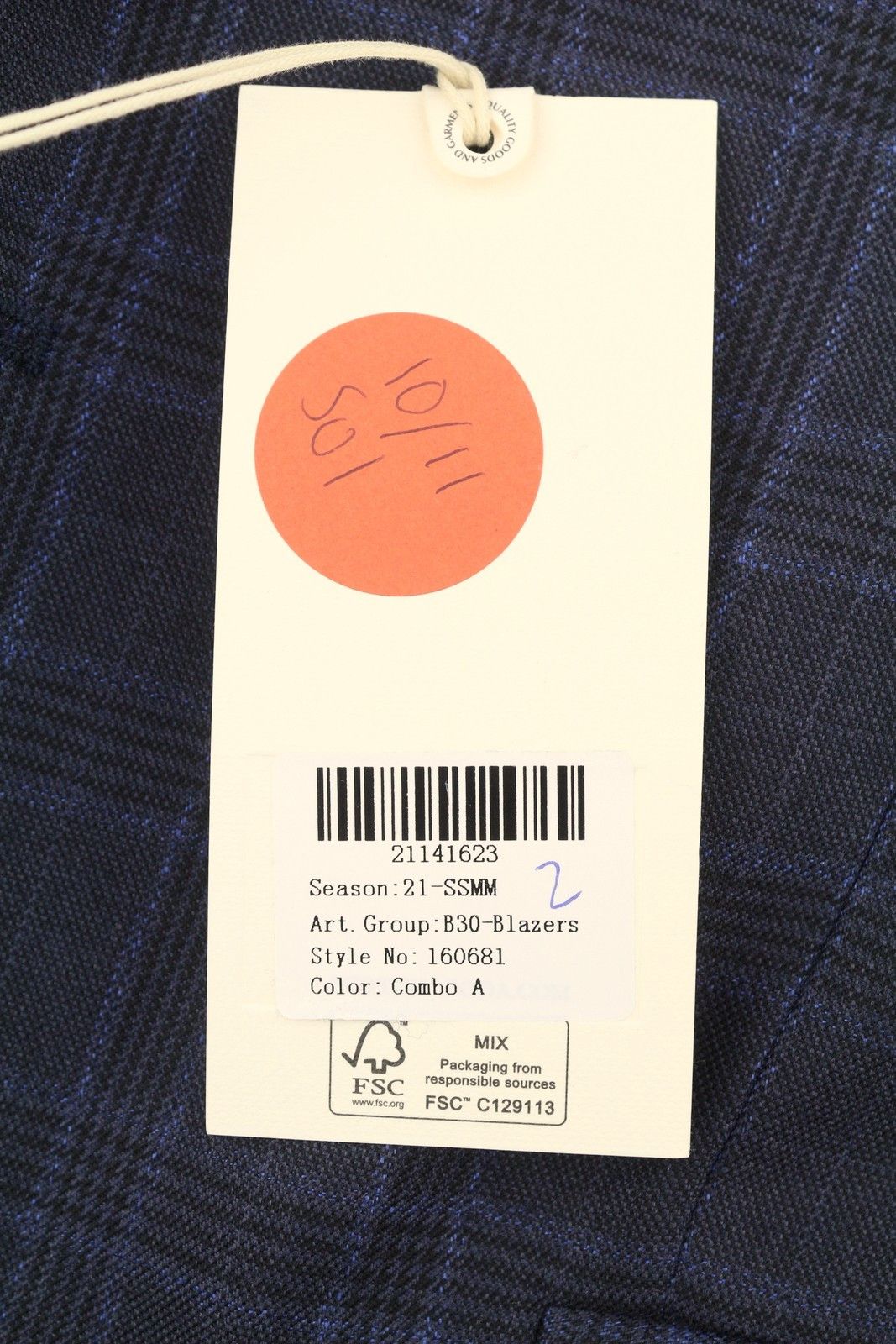 Scotch & Soda M Navy Check Wool Blend Peak Blazer 88536 Size 38R - 8 Thumbnail